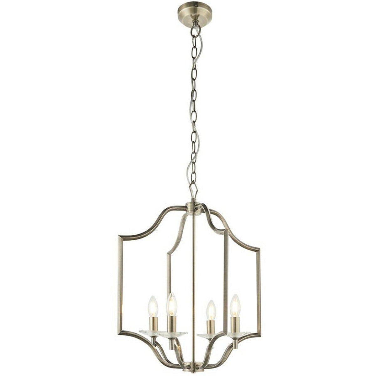 Loops Direct Steel and Crystal Hanging Ceiling Pendant Light - Antique Brass