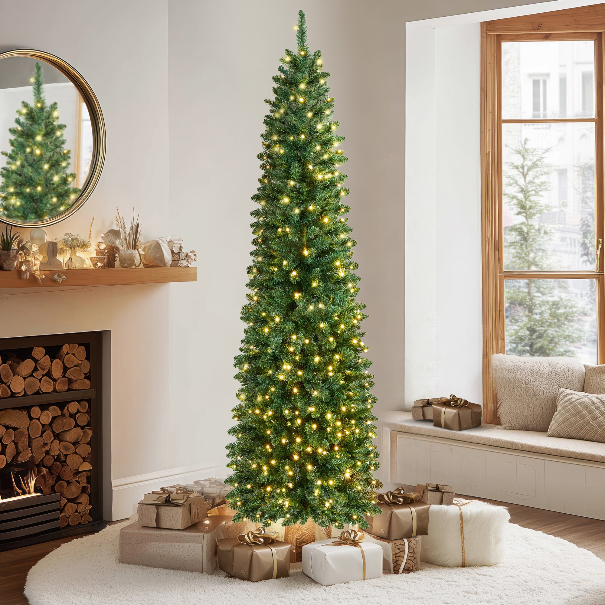 VeryMerry Aspen Slim Pre-Lit Christmas Tree with Warm White LEDs - 5FT