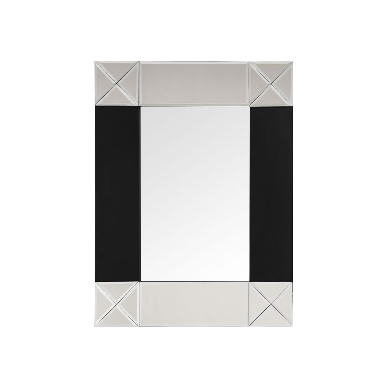 Orsina Boulevard Small Wall Mirror with Bevelled Frame – Black and Silver
