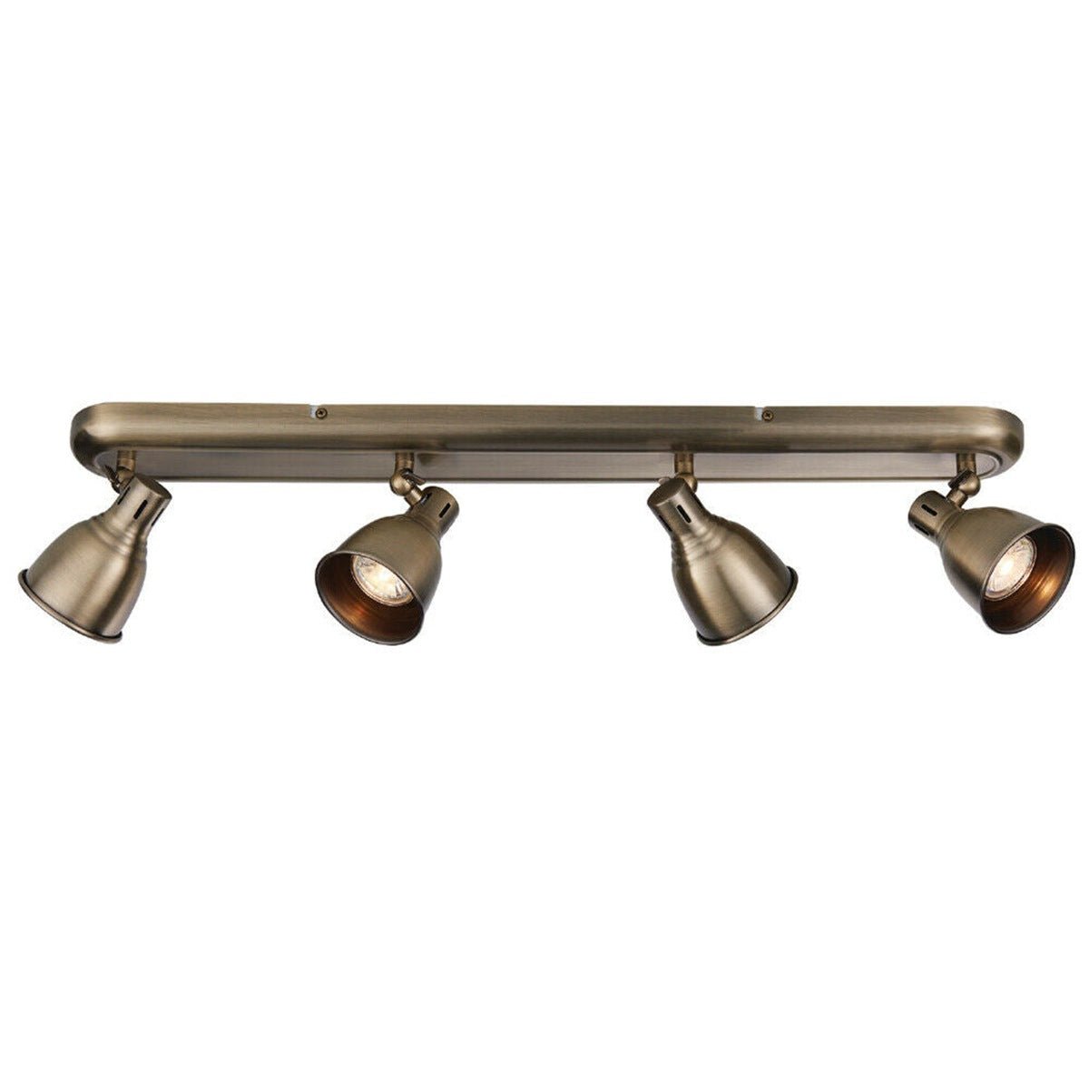 Loops Direct Steel Tilting Ceiling Spotlight 4-Bulb Bar - Antique Brass