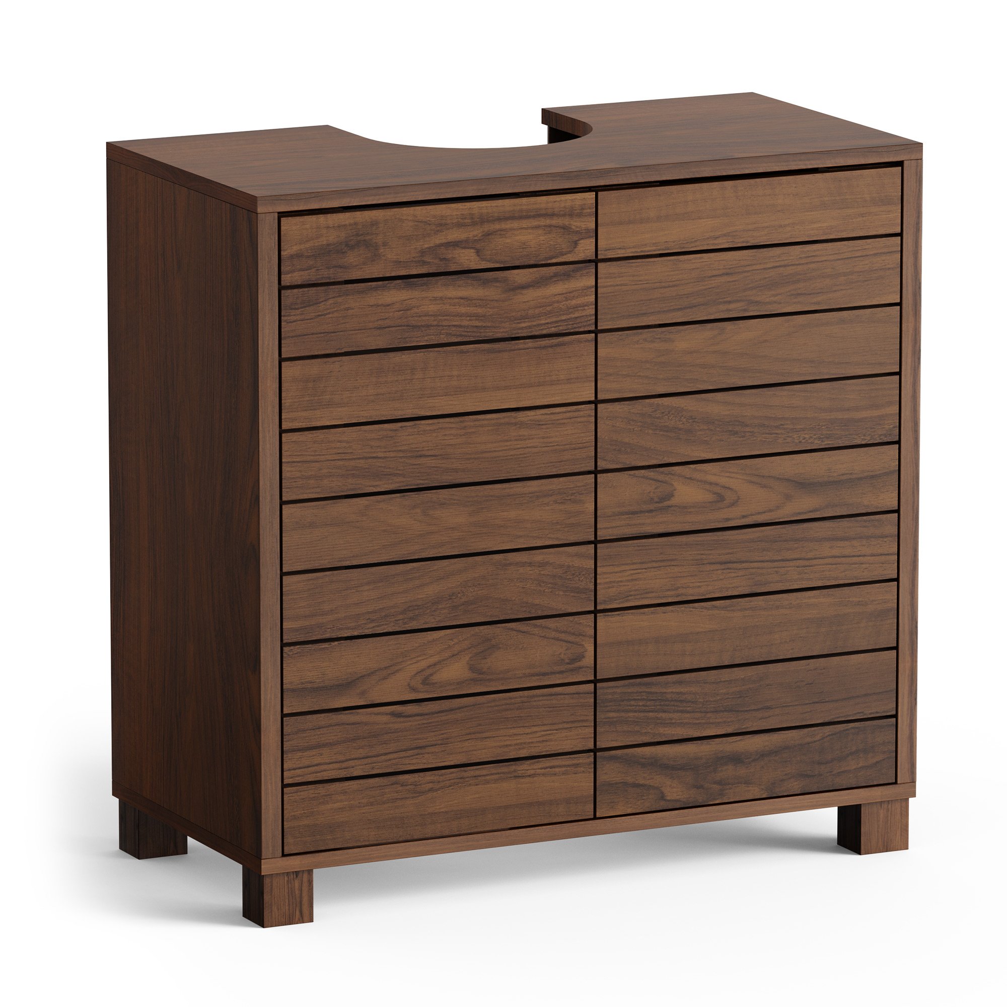 Vonhaus Chester Wood Effect Under Sink Bathroom Cabinet - Dark Brown