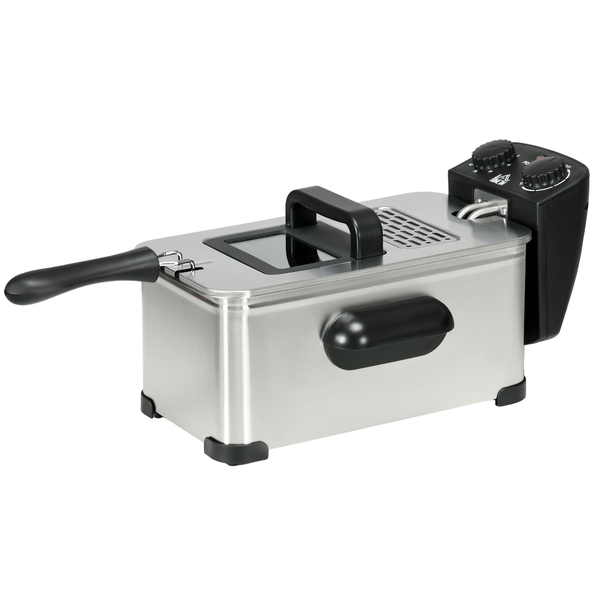 HOMCOM 3 Litre Deep Fat Fryer Stainless Steel Adjustable Temperature 2000W