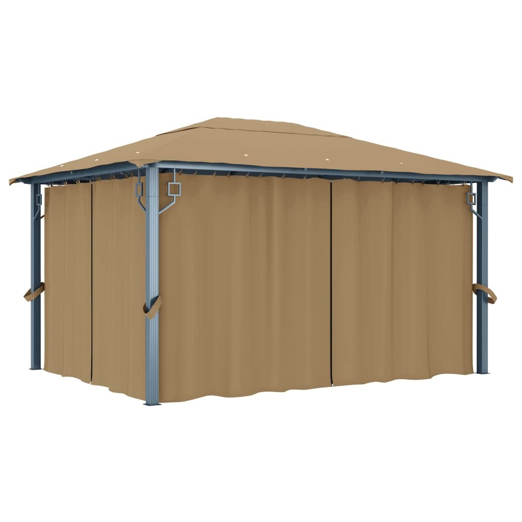 Walplus 400 x 300 cm Aluminium Gazebo with Curtain - Taupe