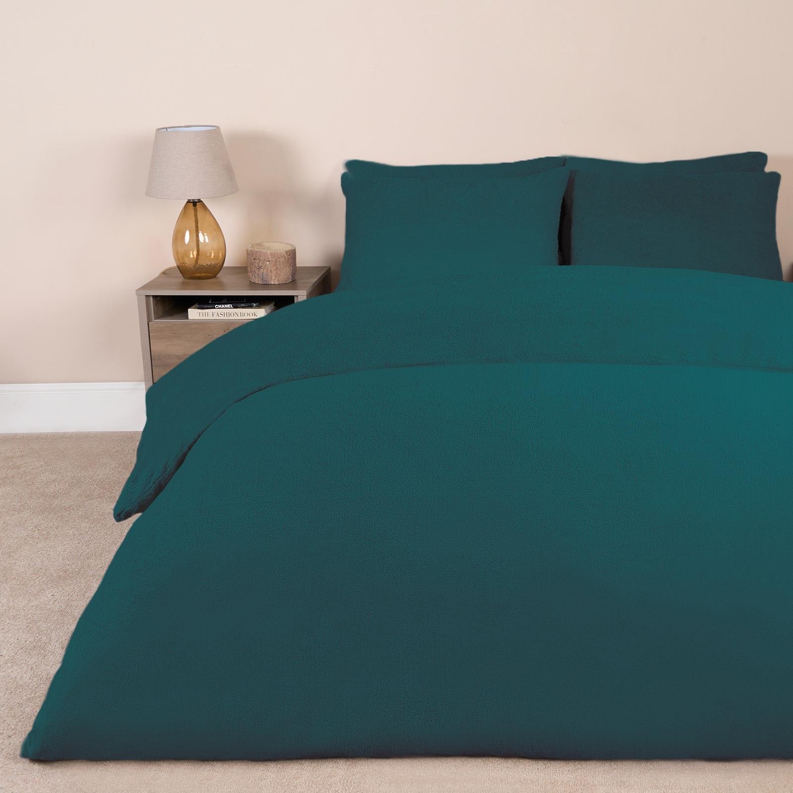 OHS Thermal Soft Teddy Fleece Duvet Cover Bedding Set Teal - Single