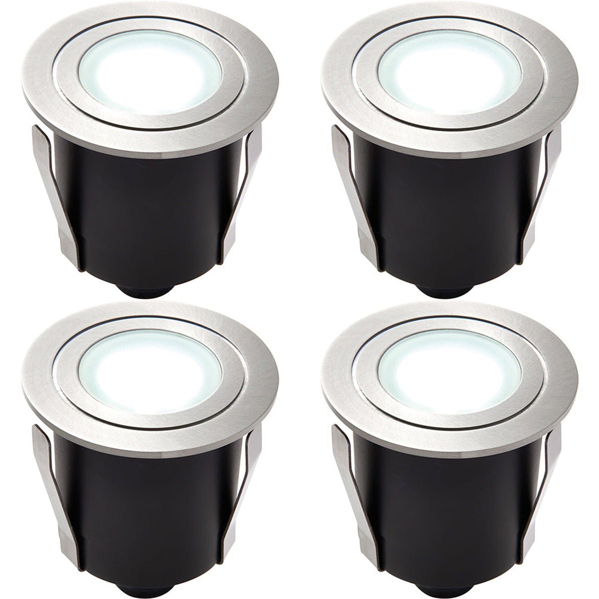 Loops Direct Pack of 4 6cm 316L Stainless LED Recessed Guide Light - Brushed