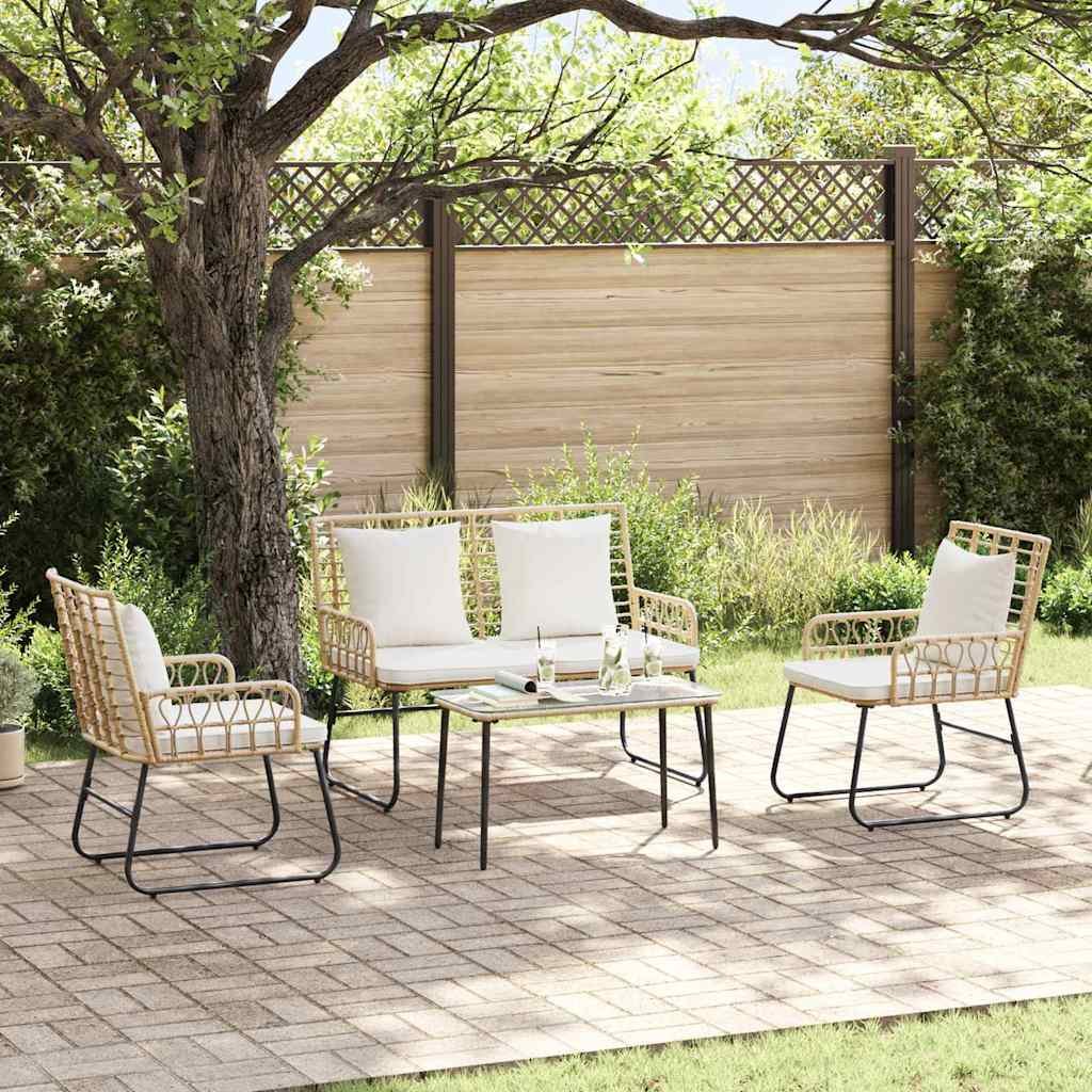 Walplus 3 Piece Garden Dining Set - Brown and Cream - 113 x 69 x 83 cm