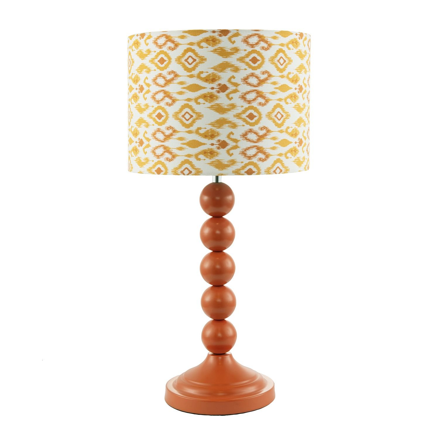 Happy Homewares Chic Orange with Aztec Yellow and Orange Table Lamp - 25cm