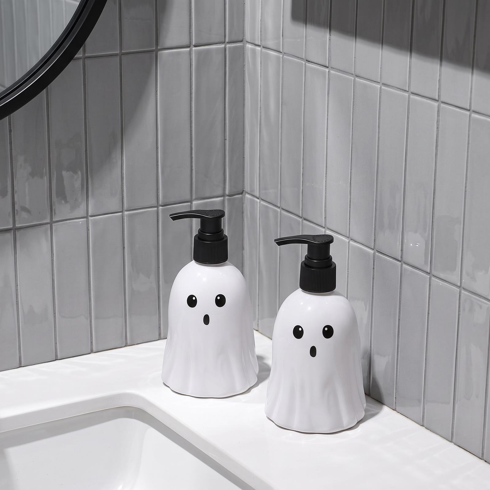 OHS 2 Pack Halloween Ghost Soap Dispensers - White