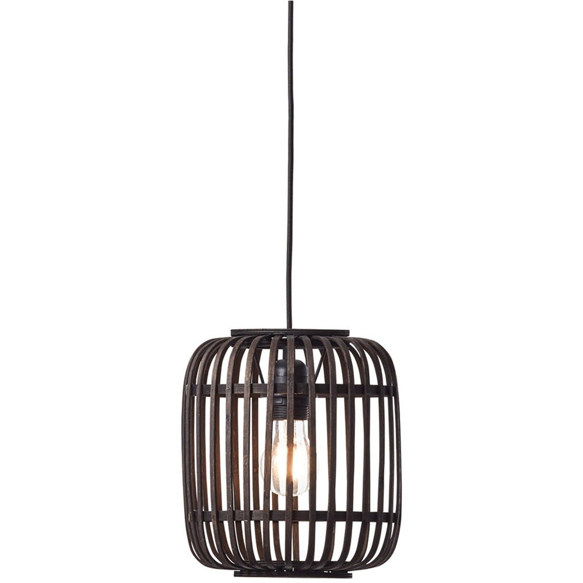 Loops Direct Steel Bamboo Pendant Light - Dark Bamboo and Matt Black
