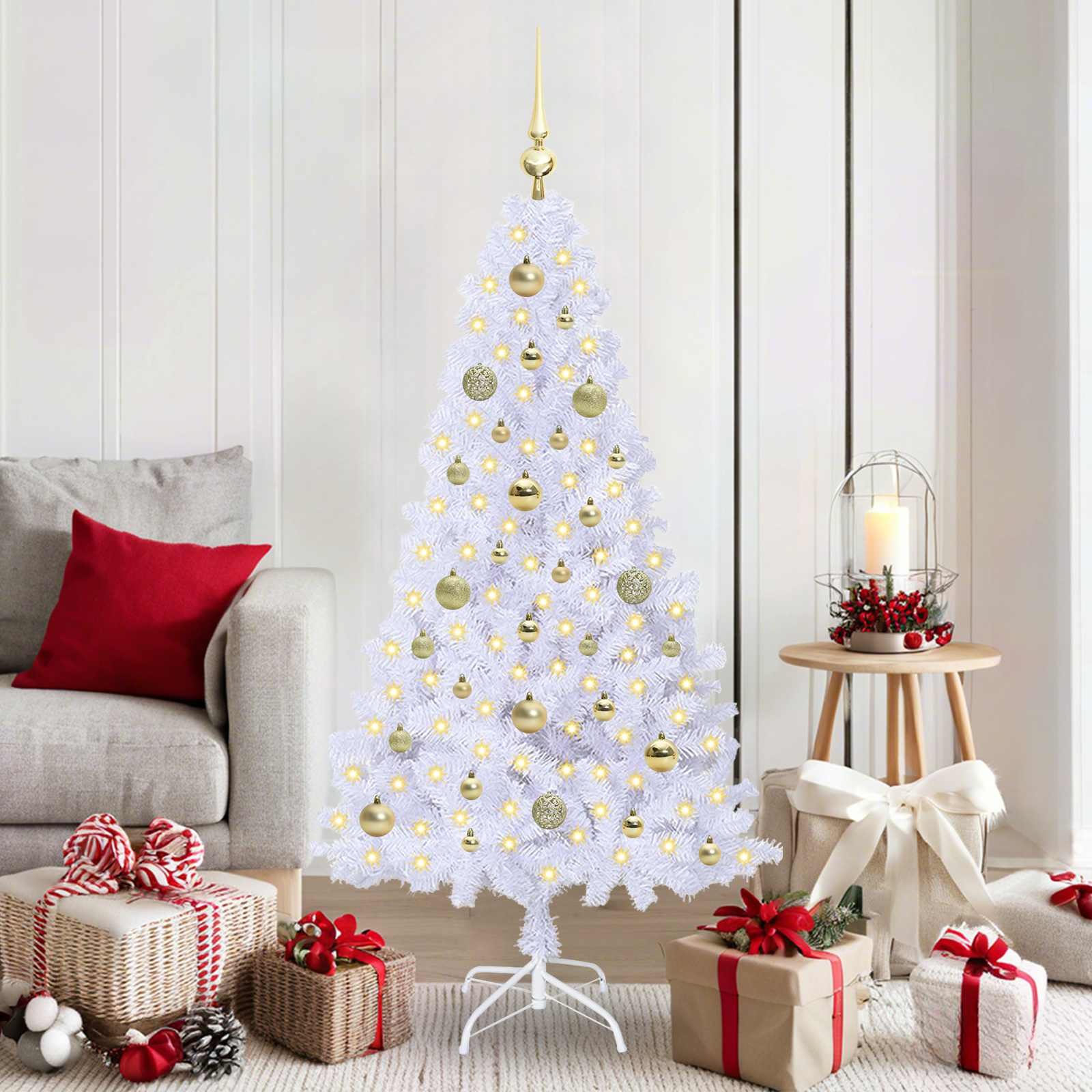 Walplus 150 LED Lights Artificial Christmas Tree Frosted Tips - White - 150 cm