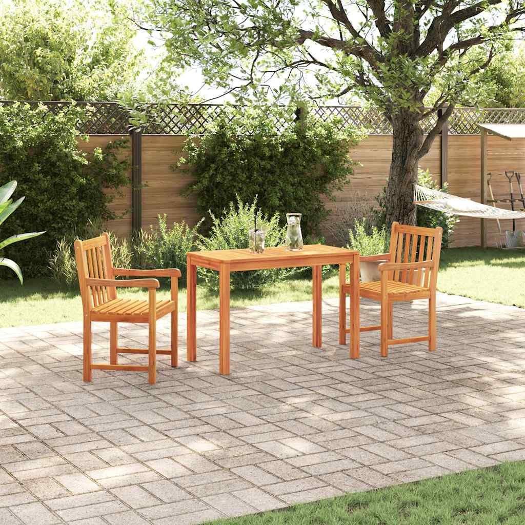 Walplus 3 Piece Solid Acacia Wood Garden Dining Set - Brown - 110 x 55 x 74 cm