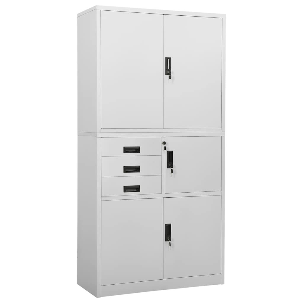 Walplus Steel 3 Drawer Cabinet - Light Grey - 90 x 40 x 180 cm
