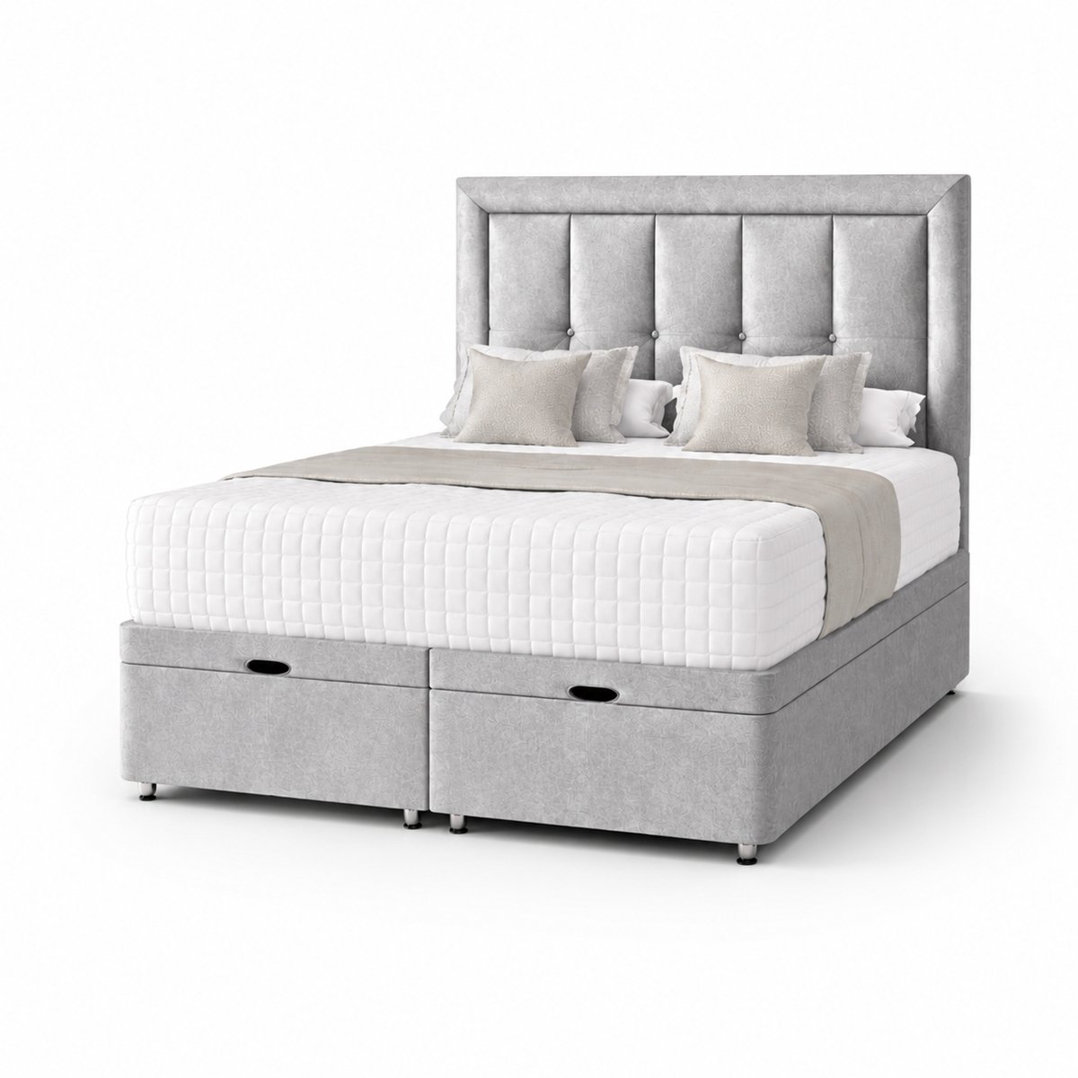 Comfy Deluxe Ren  6ft Super King  Ottoman End Lift  Bed Set - Naples Silver