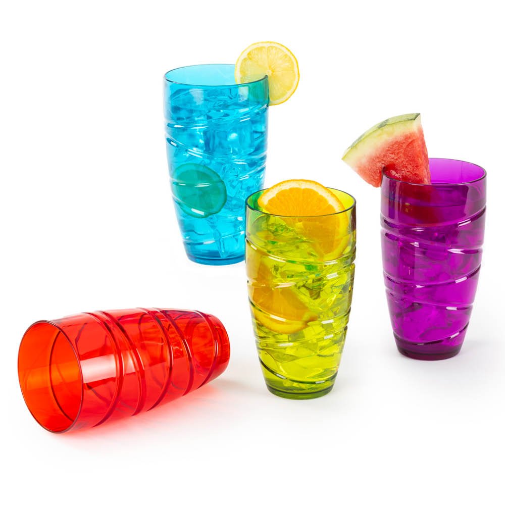 LIVIVO Set of 4 Reusable Plastic Tumblers - 600ml - Multicolour