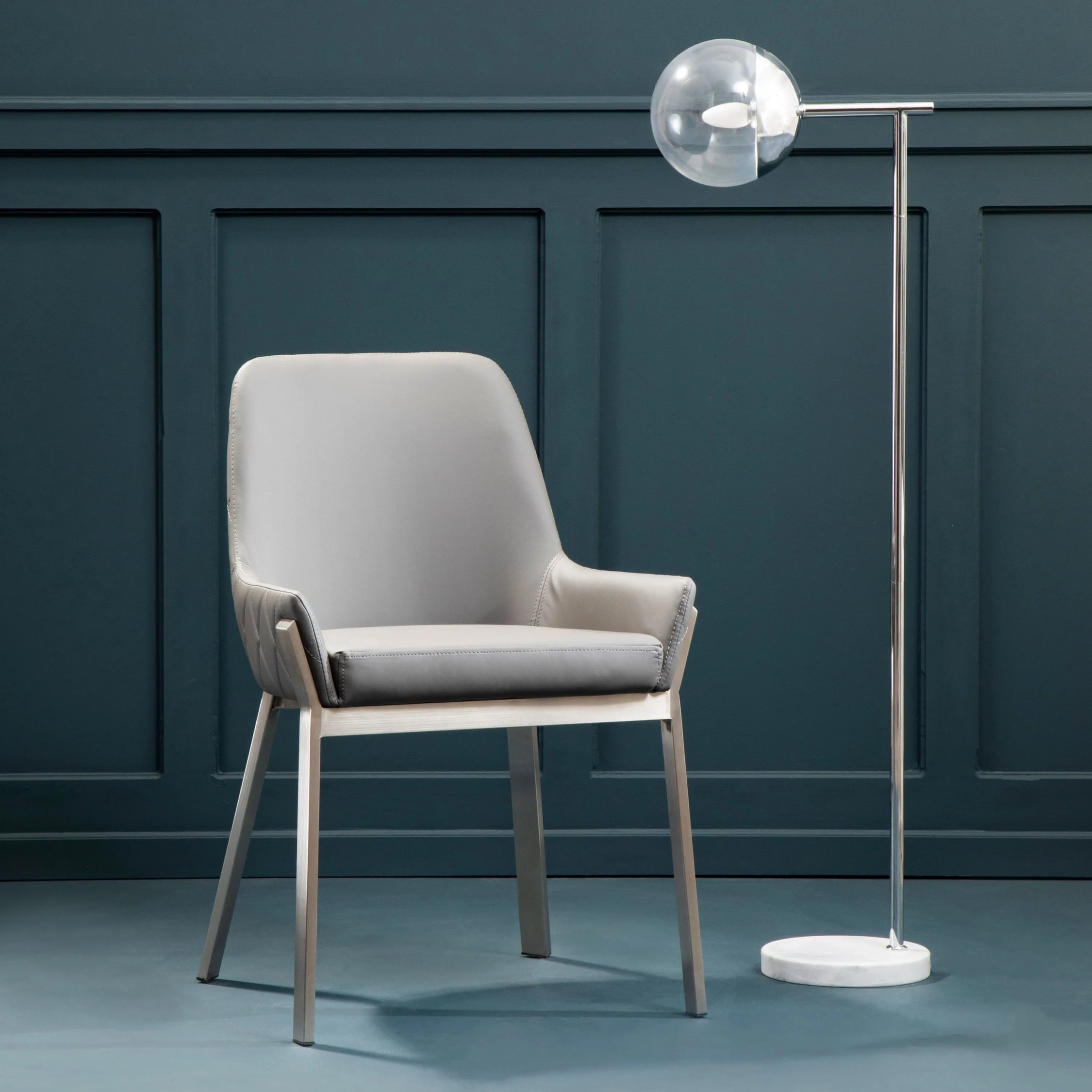 Orsina Gilden Faux Leather Dining Chair – Grey