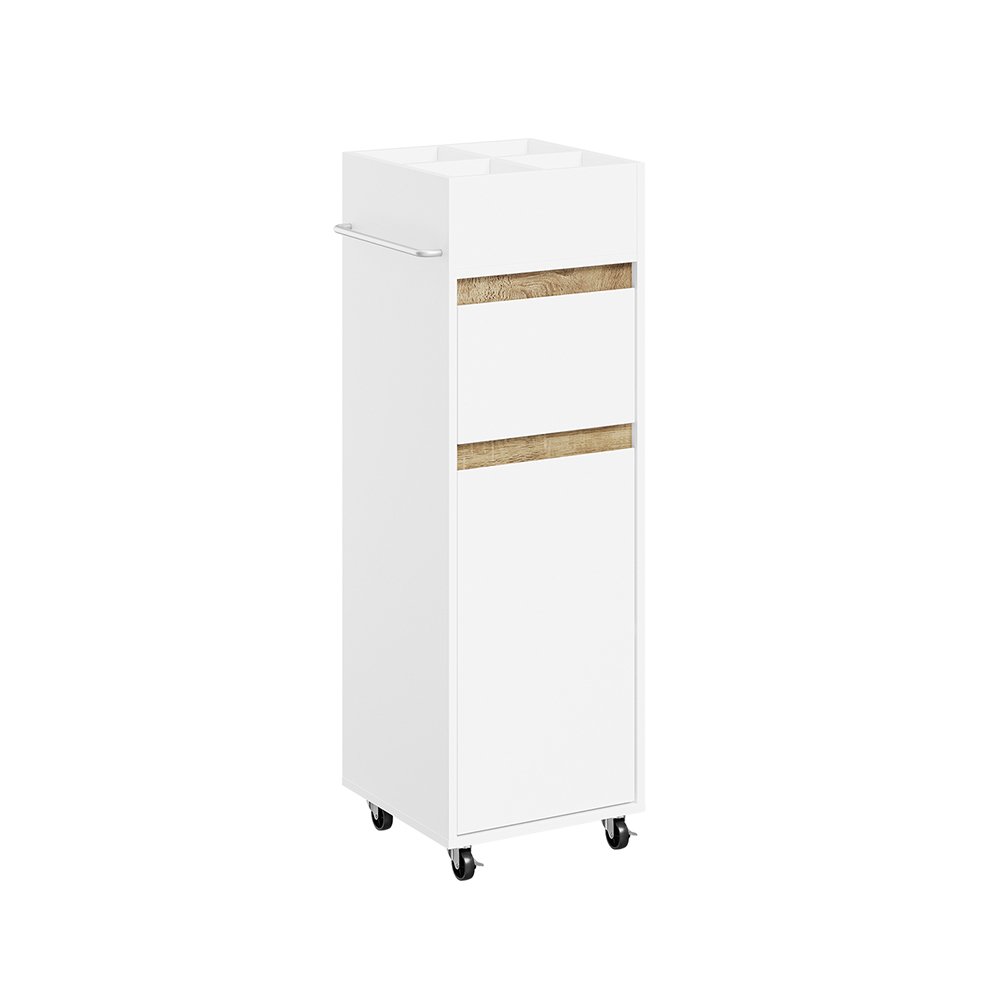 SoBuy 1 Drawer Open Shelf 4 Wheel Freestanding Floor Cabinets - White