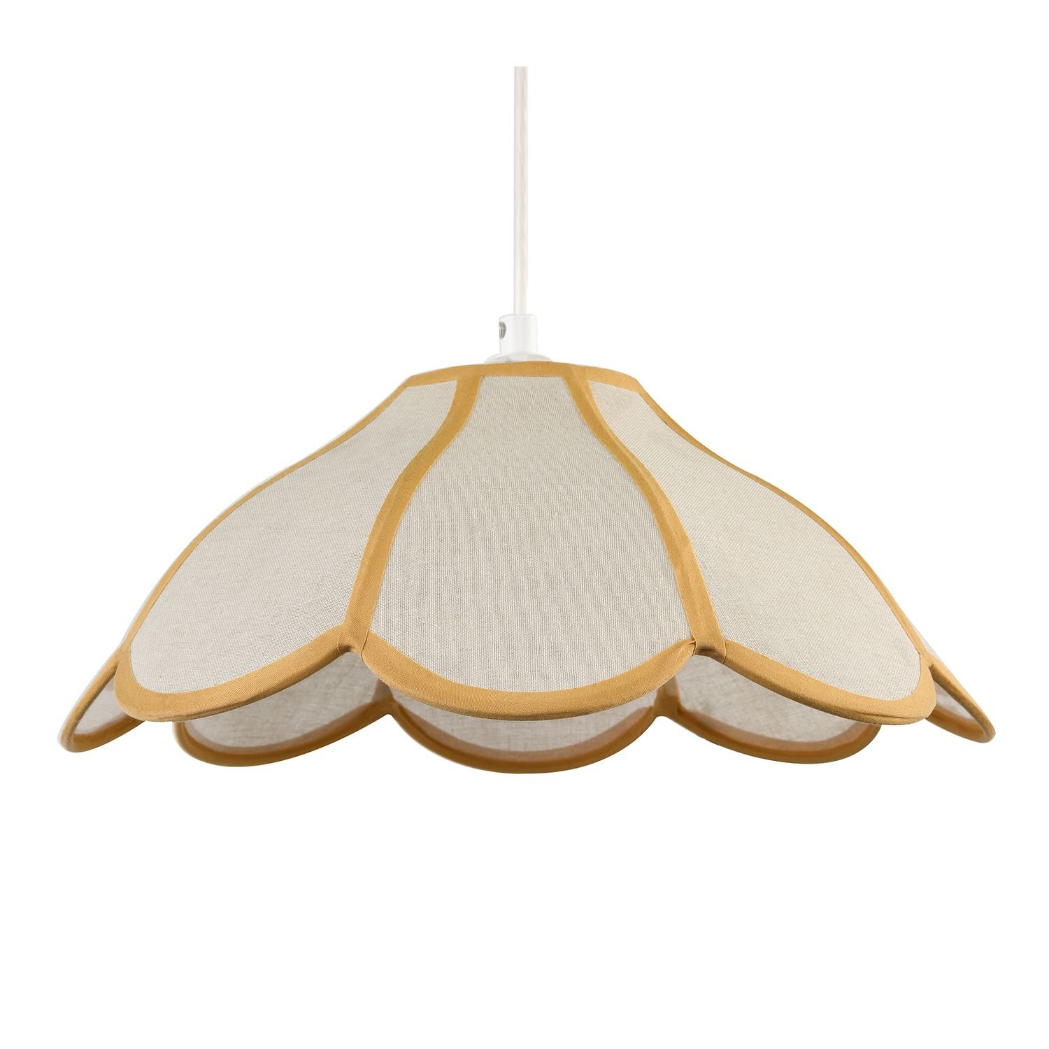Happy Homewares Brown Natural Linen with Taupe Cotton Trim Pendant Shade - 35cm
