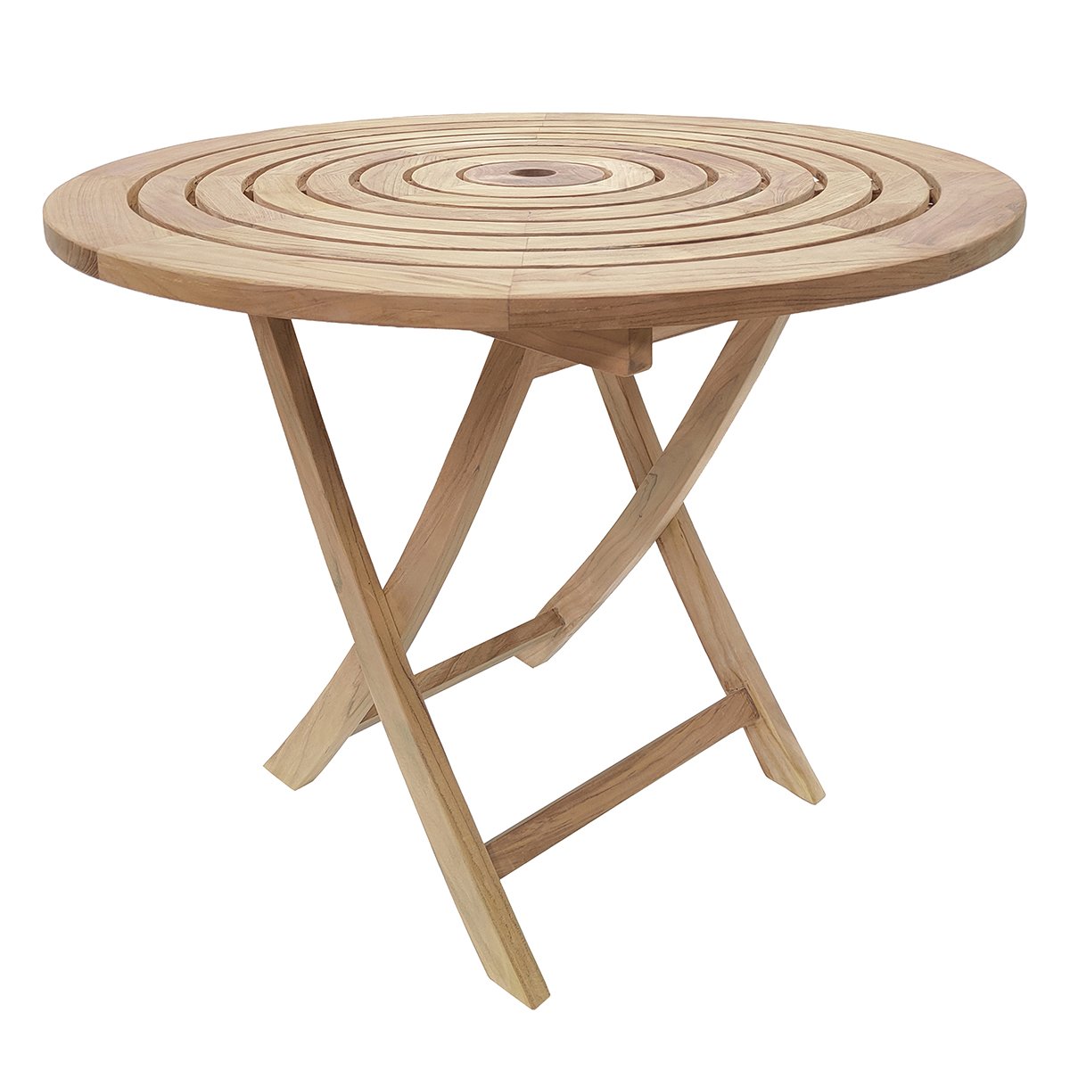 Charles Bentley Teak Round Folding Dining Table - Brown