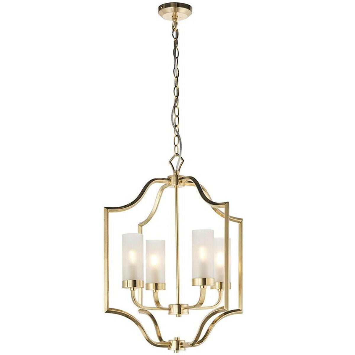 Loops Direct Ceiling Pendant Light - Satin Brass and Frosted Glass