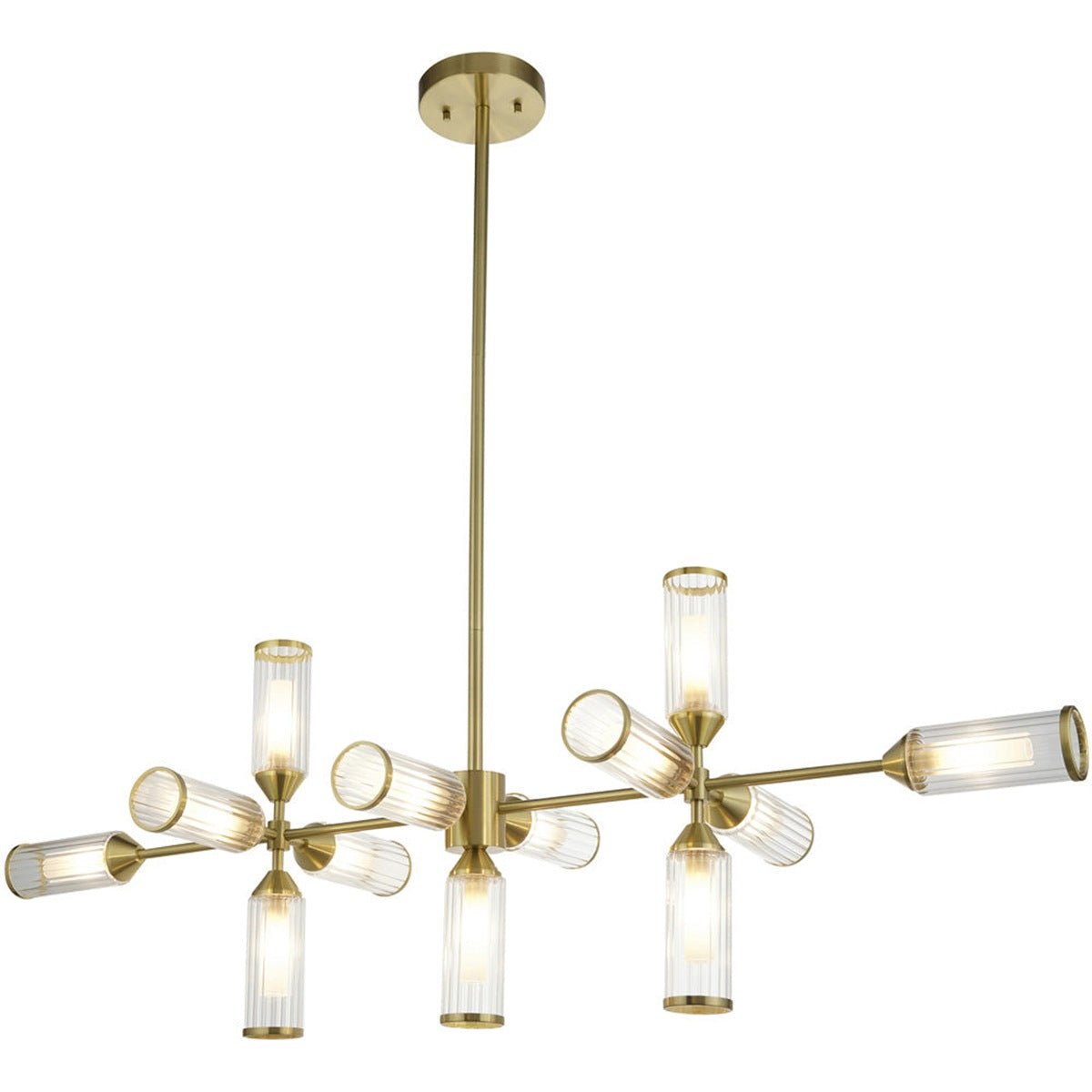 Loops Direct Linear Ceiling Pendant - Satin Brass Plate With Frosted Glass