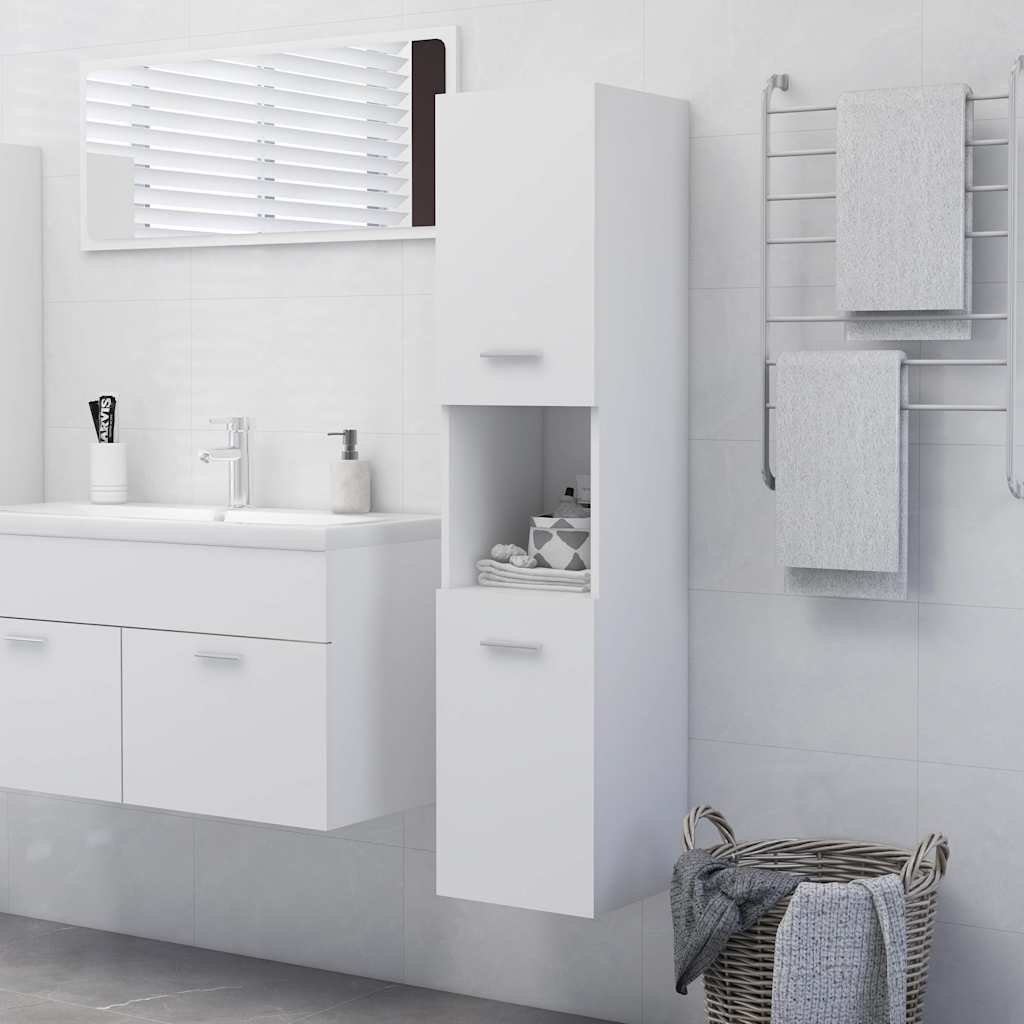 Walplus Engineered Wood Bathroom Cabinet - White - 30 x 30 x 130 cm