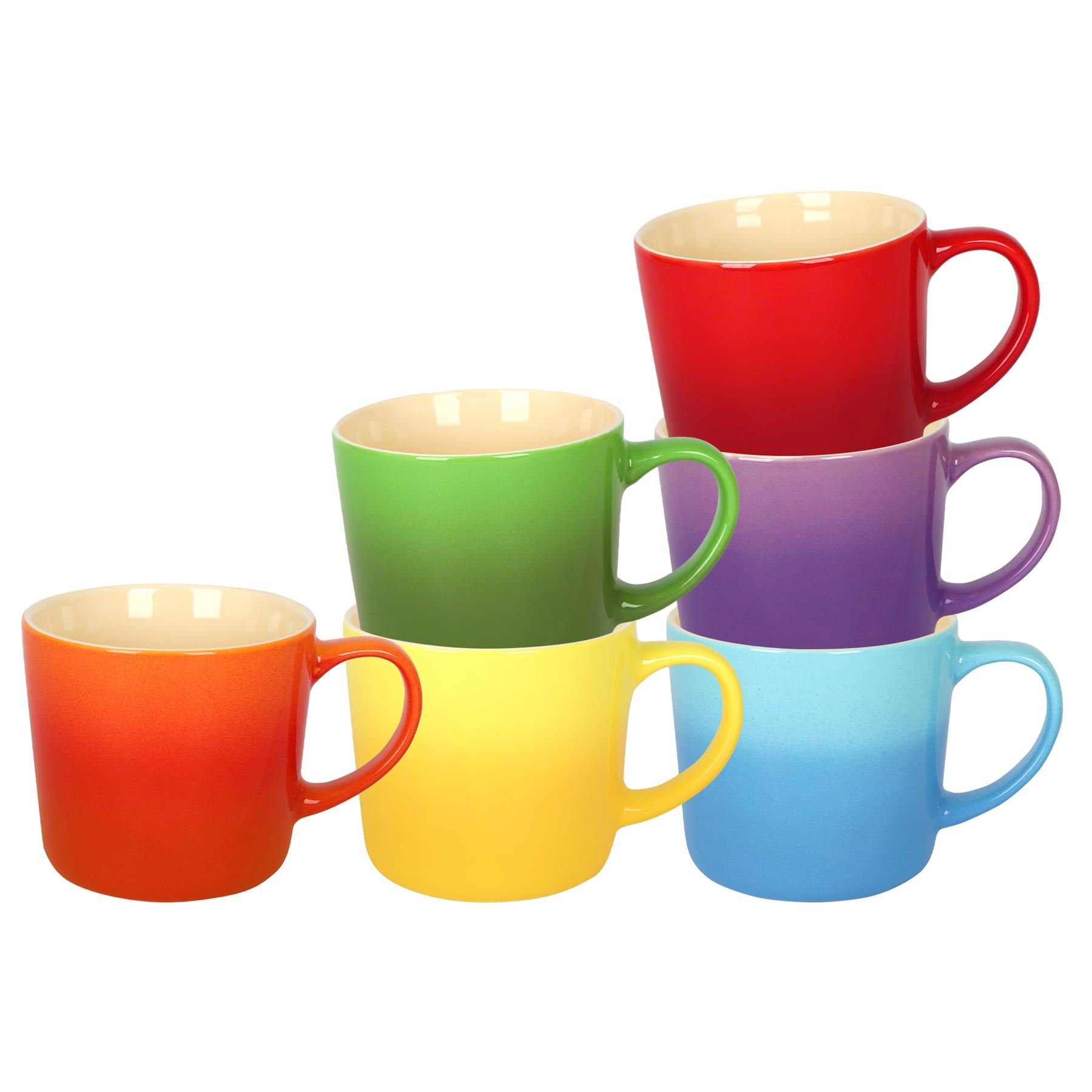 Argon Tableware 6pc New Bone China Mugs Set - 330ml - Rainbow Ombre
