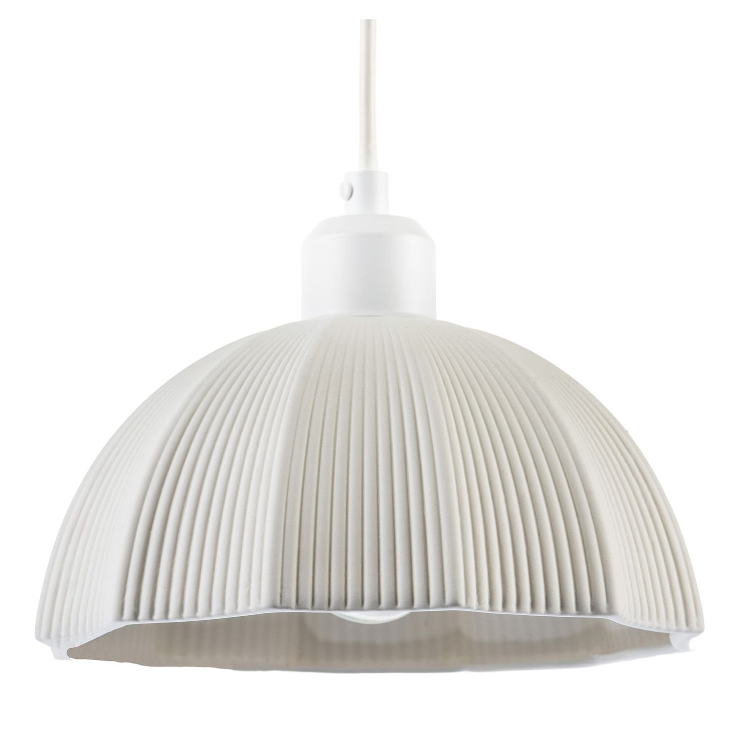 Happy Homewares Frosted White Ceramic Umbrella with Etched Pendant Shade - 22cm