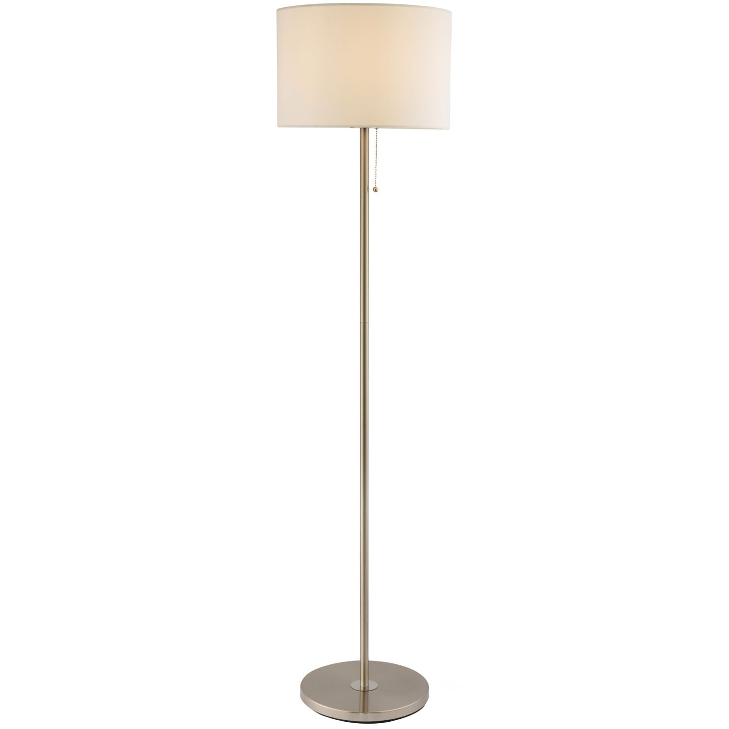 Happy Homewares Brushed Satin Nickel with Metal Pull Switch Floor Lamp - 35cm