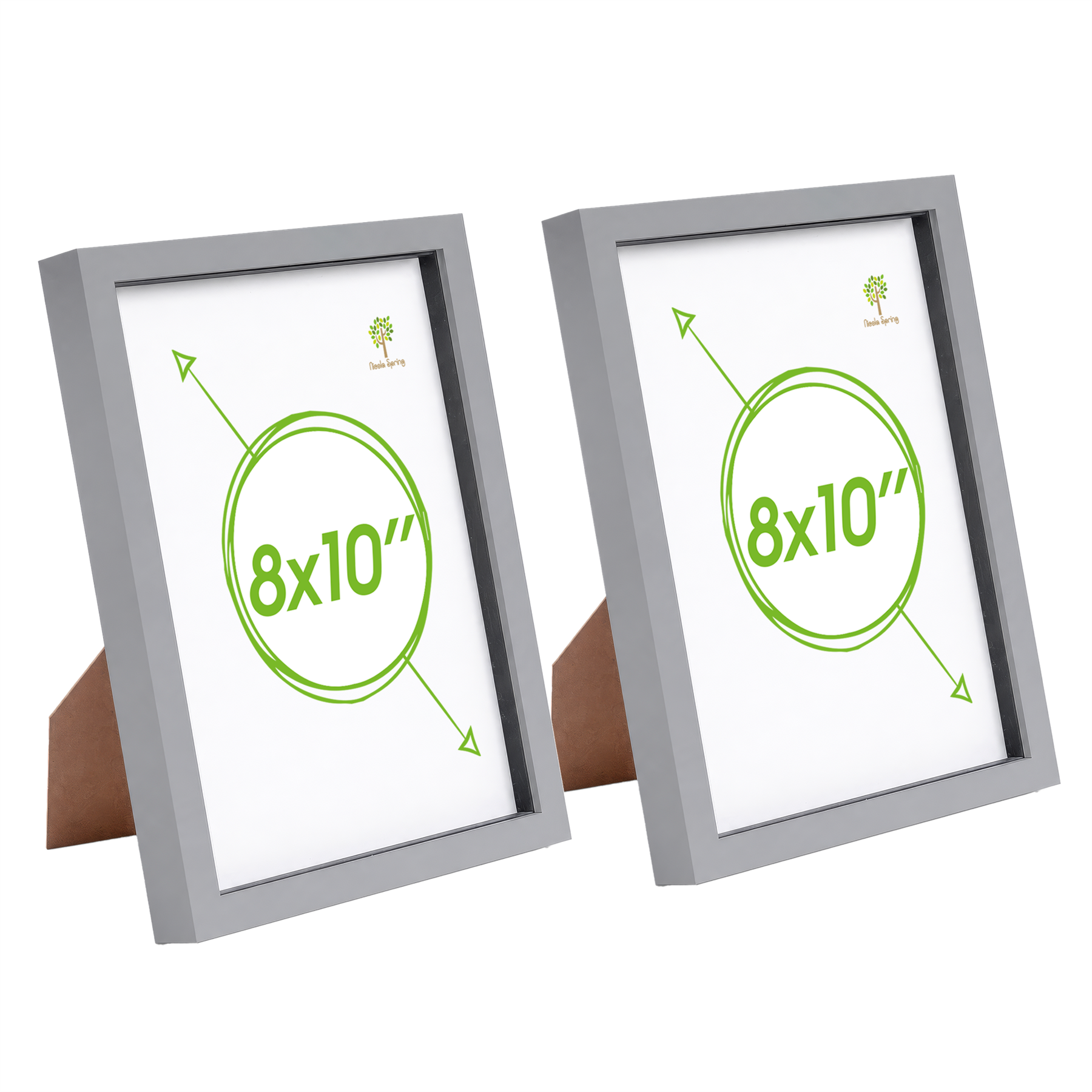 Nicola Spring 3D Box Photo Frames 8 x 10" Set of 2 - Grey