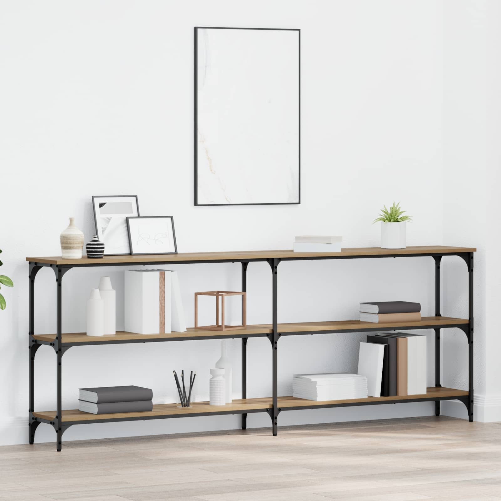 Walplus 3 Shelf Engineered Wood Bedside Cabinet - Artisan Oak - 200 x 29 x 75 cm