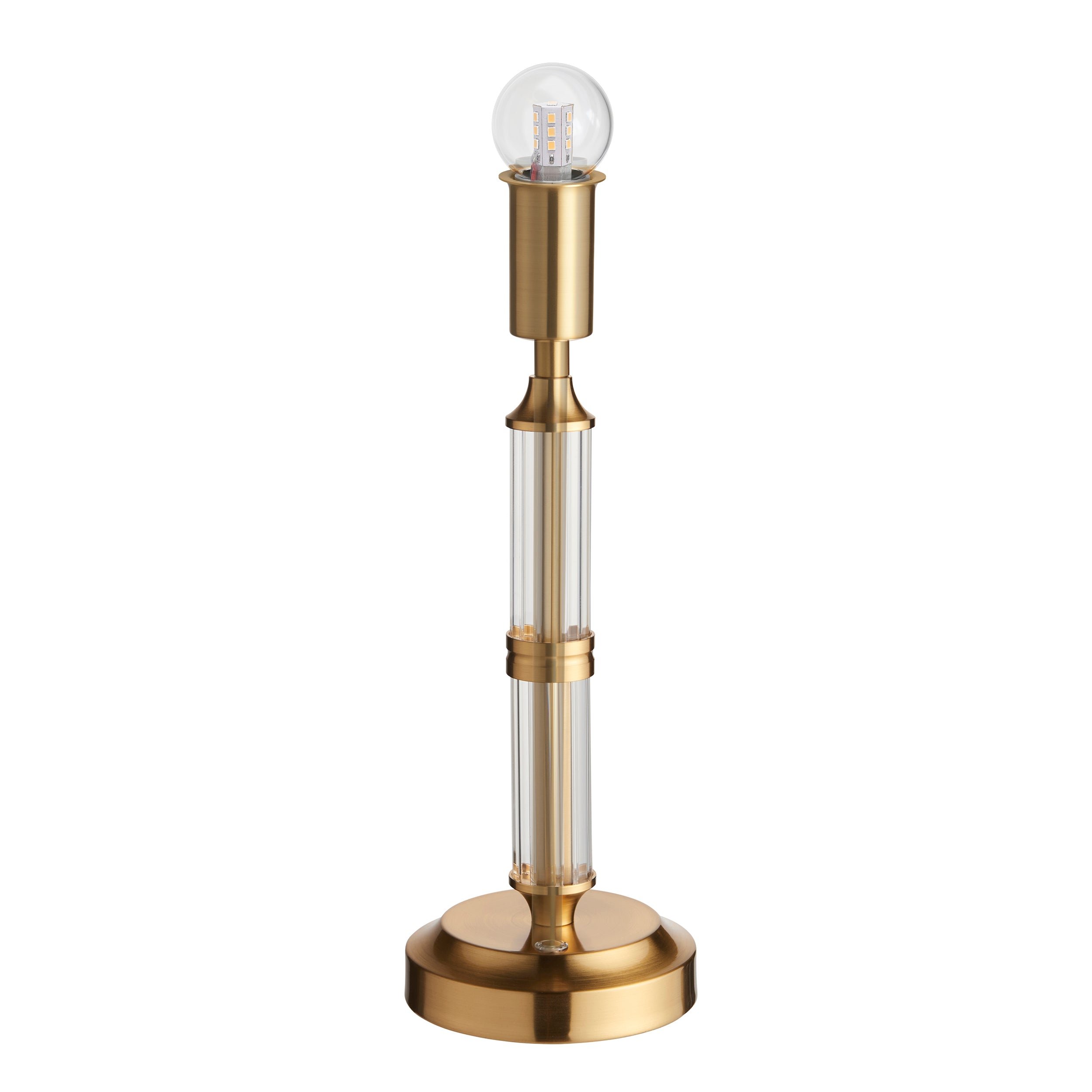 Loops Direct Rechargeable Steel and Acrylic Table Lamp - Brushed Aged Brass