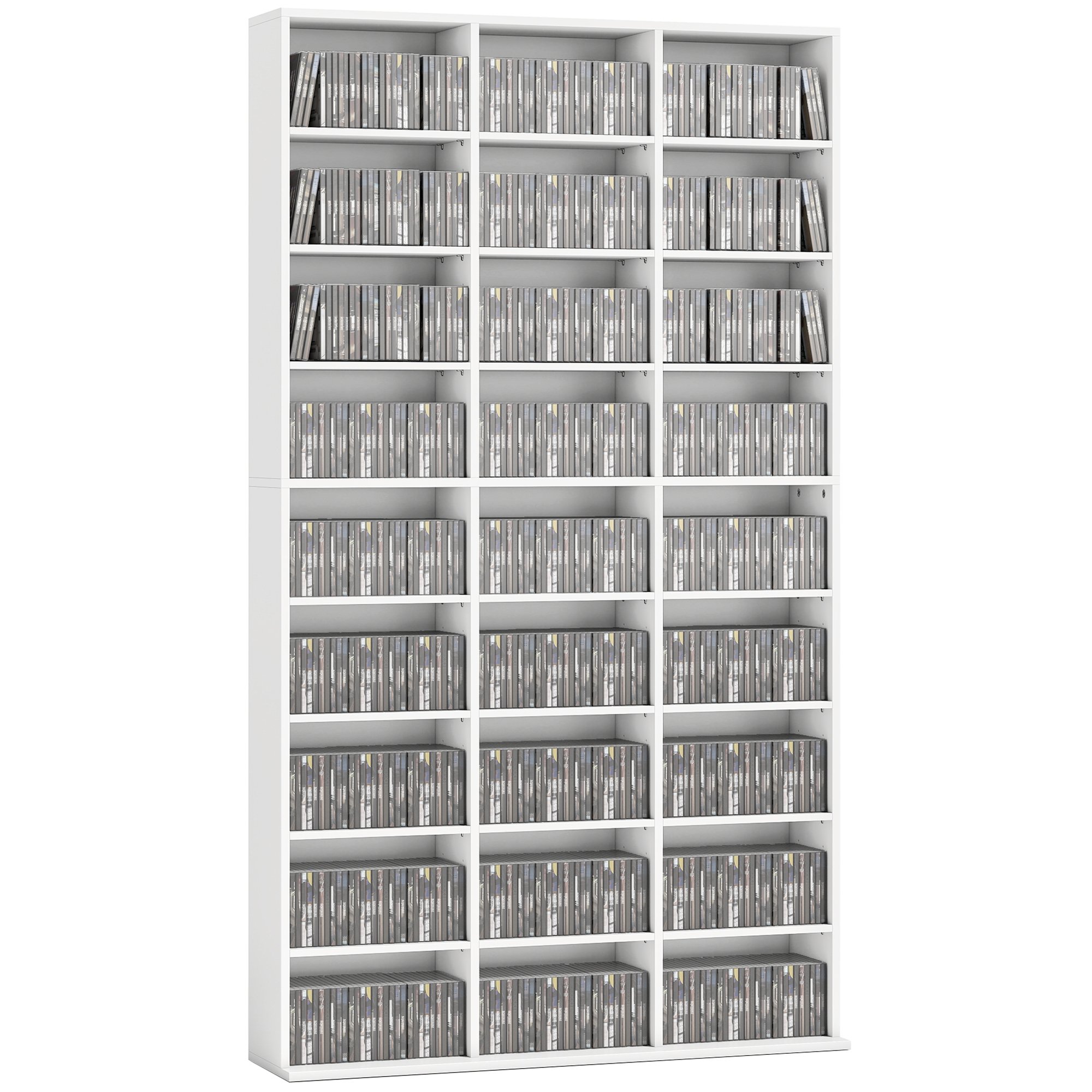 HOMCOM 27 Compartments Blu ray Media Storage Shelf - White