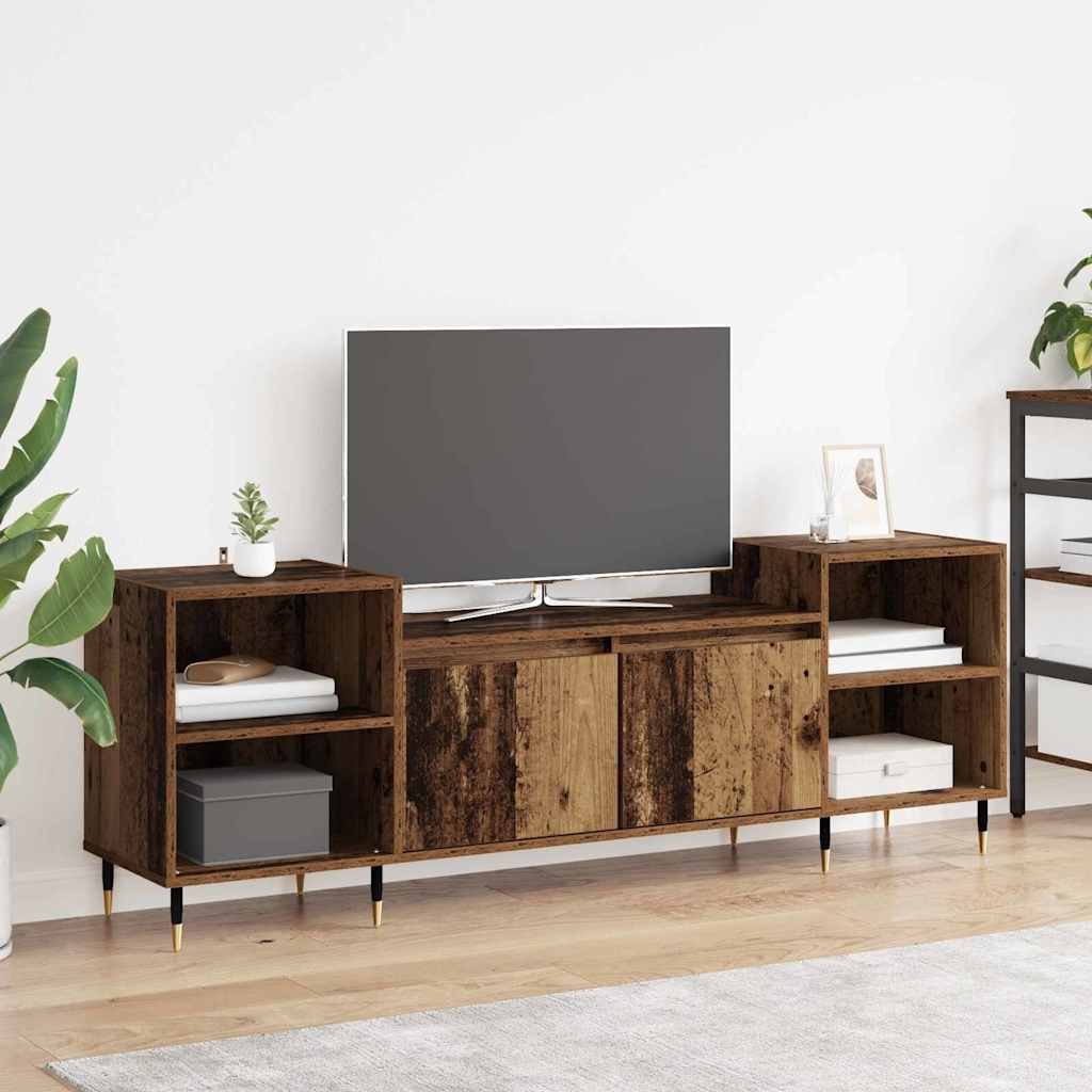 Walplus 2 Door Engineered Wood TV Cabinet 4 Shelf - Old Wood - 160 x 35 x 55 cm