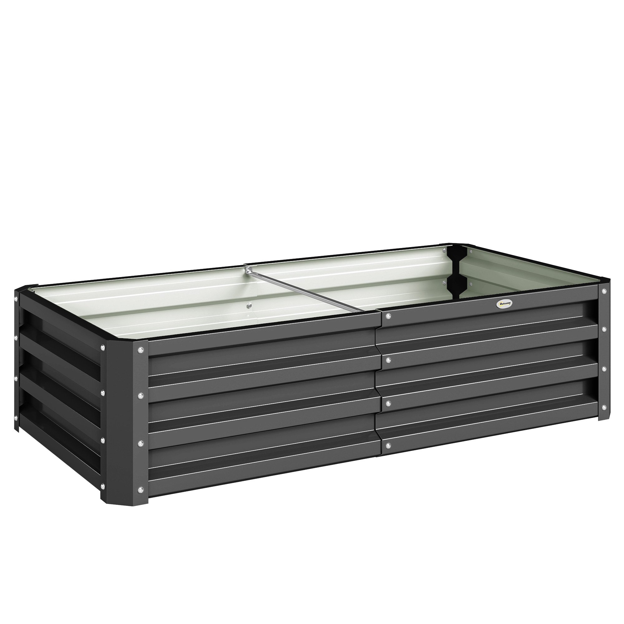 Outsunny Galvanised Open Bottom Raised Garden Bed - Grey