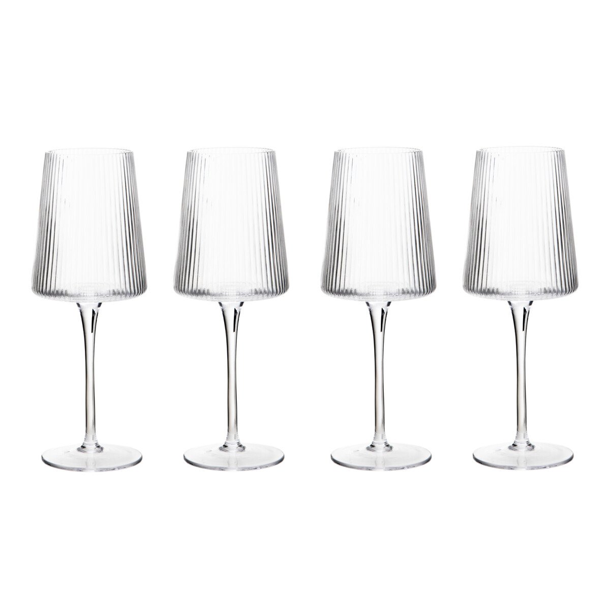 Orsina Eldon Set of 4 Ribbed Wine Glasses MOB – Clear