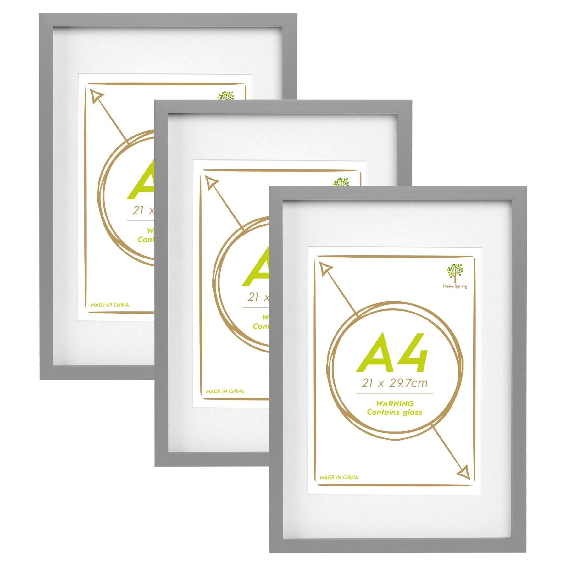Nicola Spring A3 Photo Frames and Mount Set of 3 - Grey