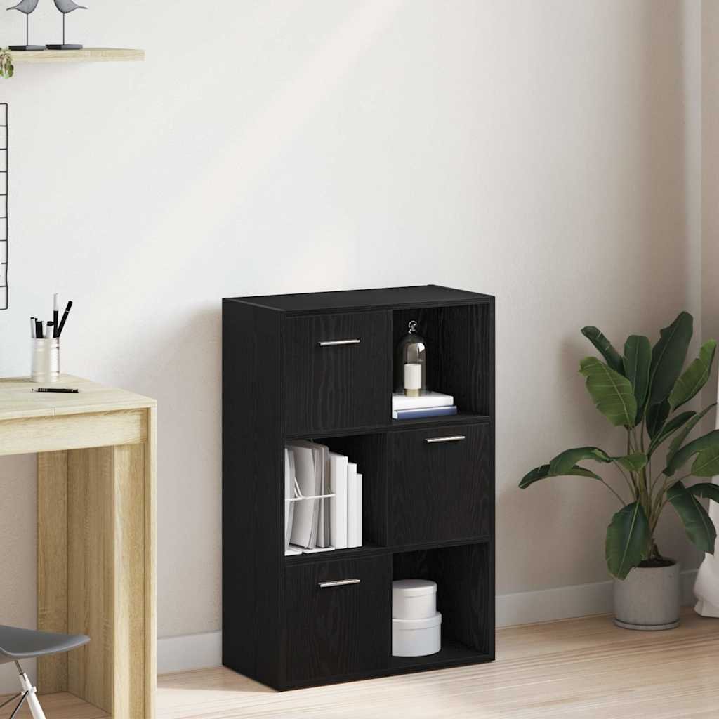 Walplus Engineered Wood Book Cabinet - Dark Oak - 60.5 x 30 x 90 cm