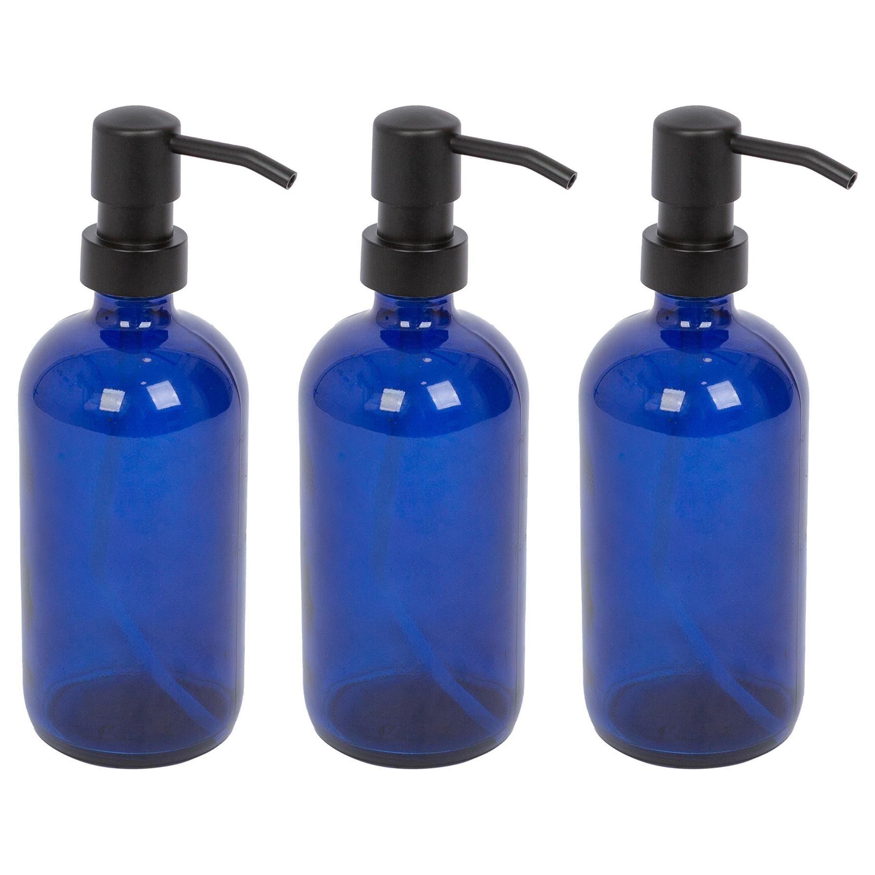 Harbour Housewares Glass Soap Dispensers  - Blue - Pack of 3