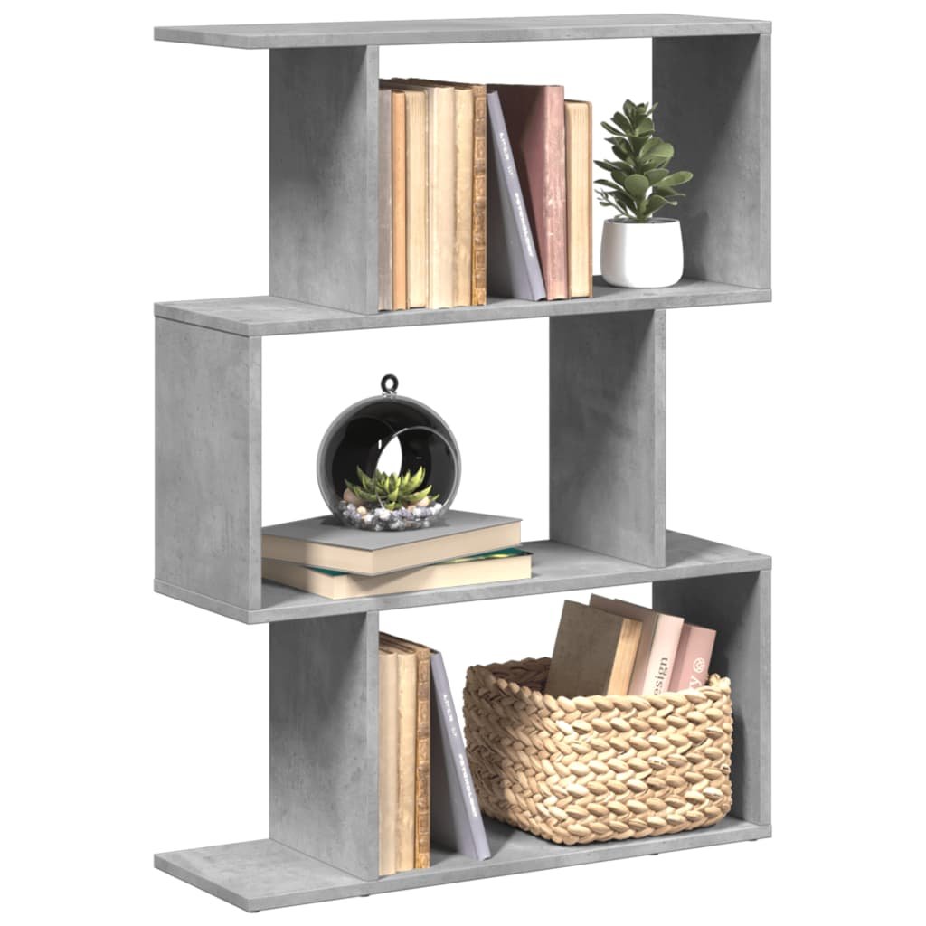 Walplus 3 Tier Engineered Wood Book Cabinet - Stone Grey - 70 x 24 x 97 cm