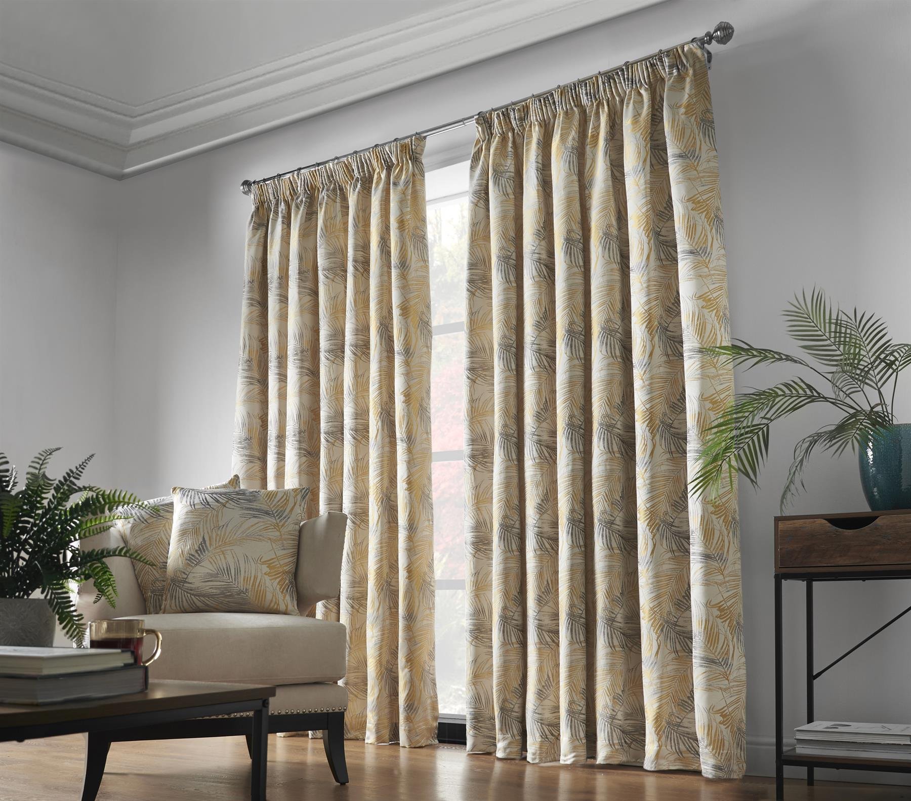 Alan Symonds Fiji Pencil Pleat Curtains - Ochre - 168 x 183cm