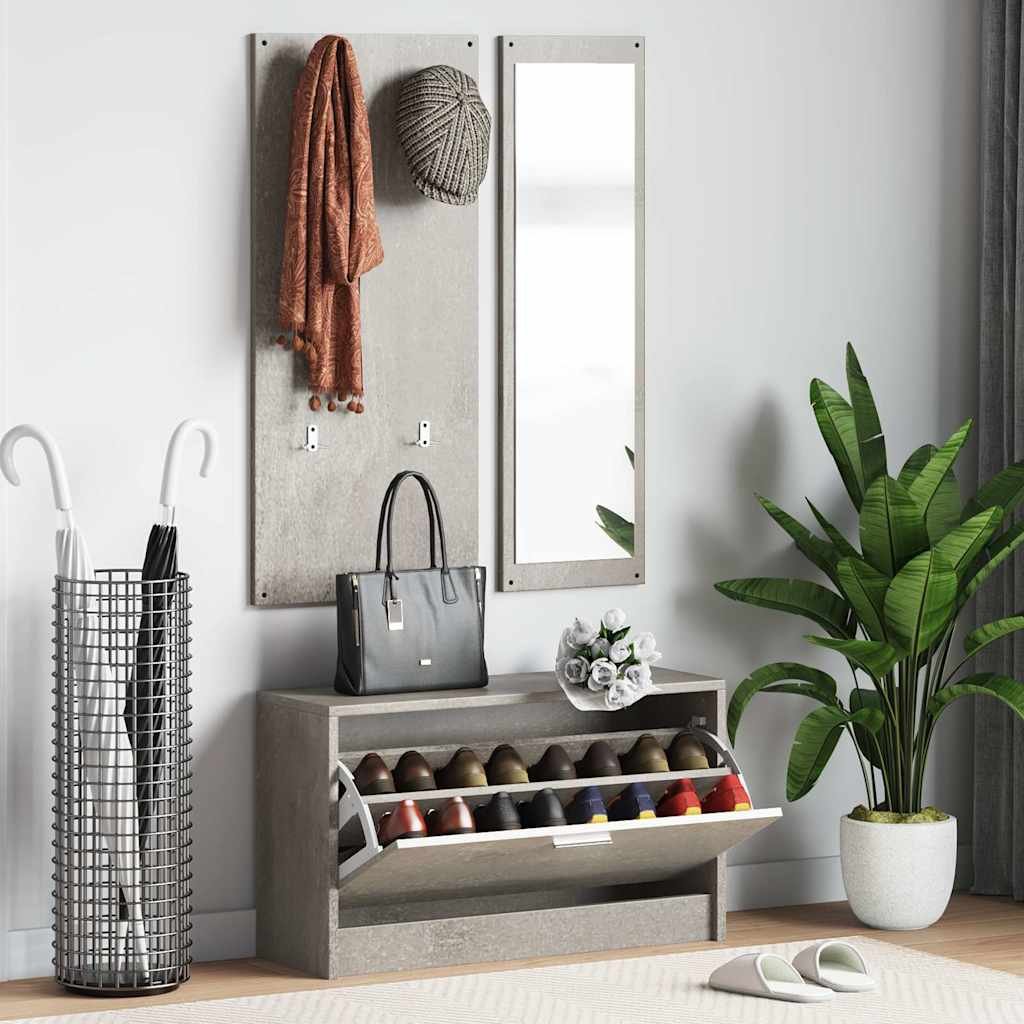 Walplus Engineered Wood Shoe Cabinet - Concrete Grey - 80 x 27 cm