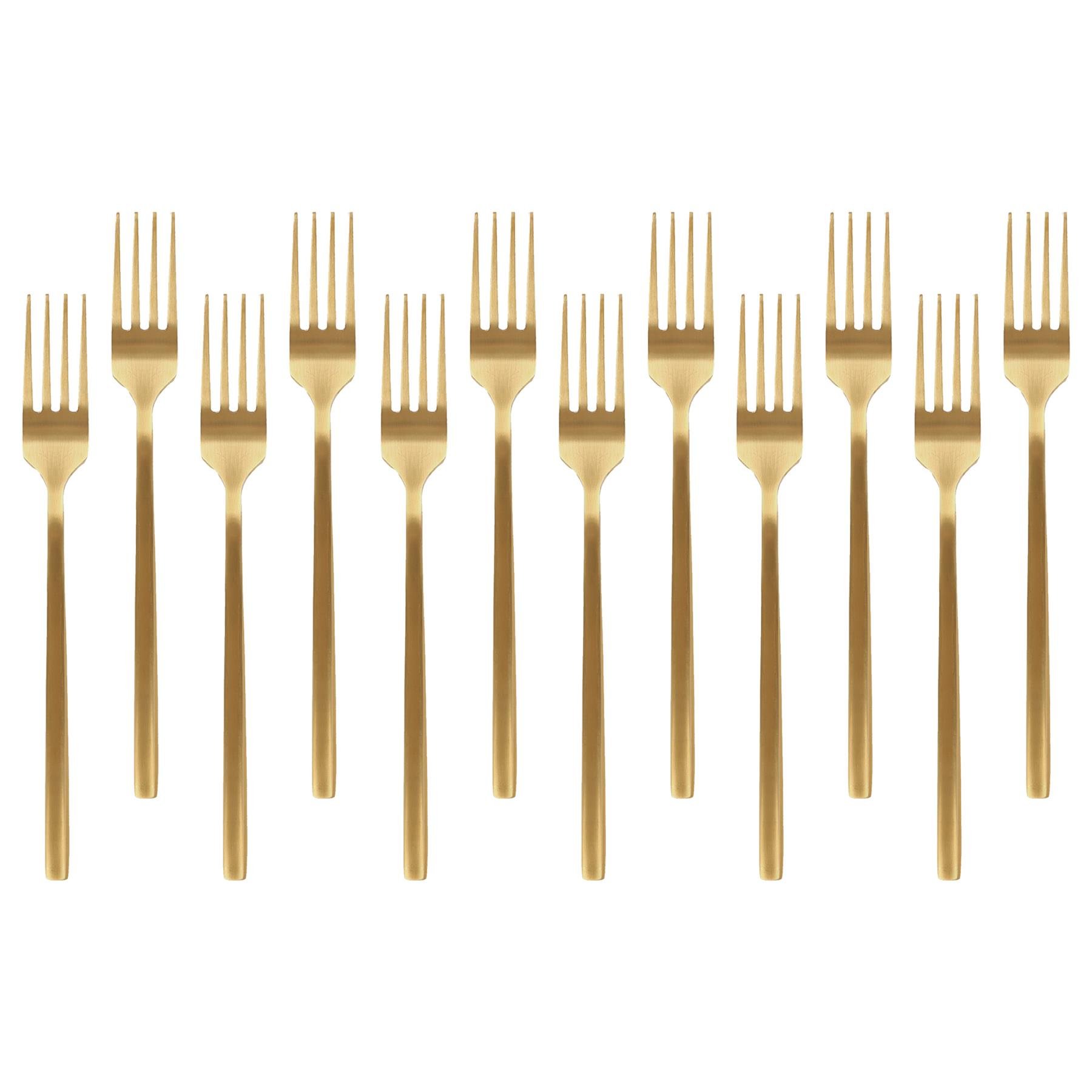Argon Tableware Stainless Steel Dinner Forks - Gold - Pack of 12