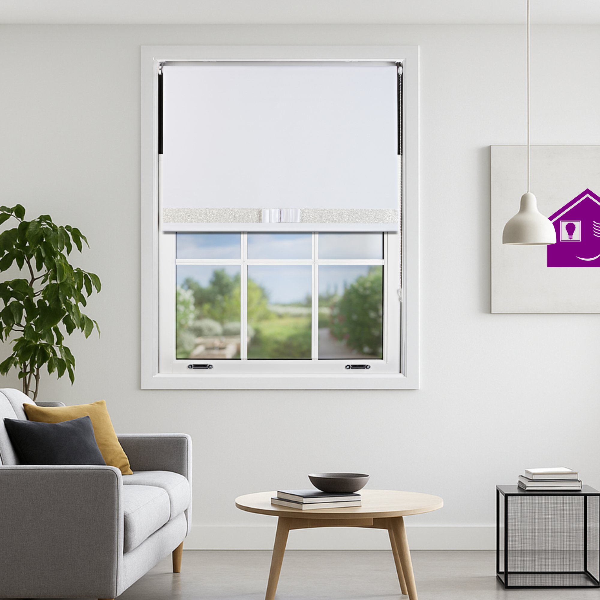 Furnished White Blackout Roller Blind Glitter and Bow - 190 x 210cm