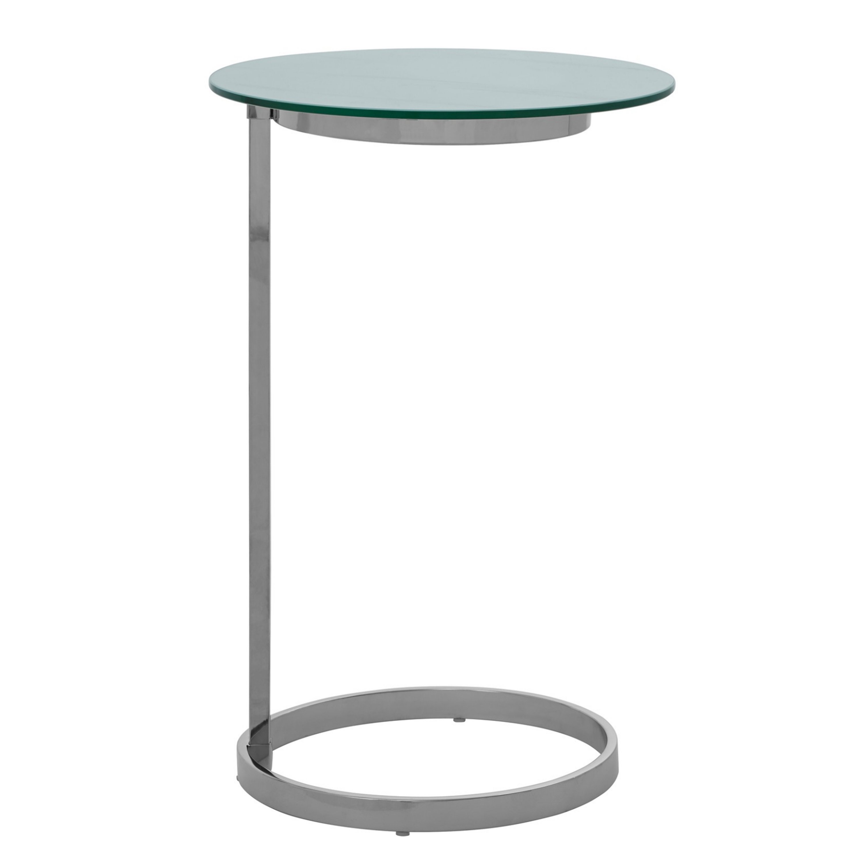 Orsina Oria Marble Effect Glass Top Side Table – White & Silver