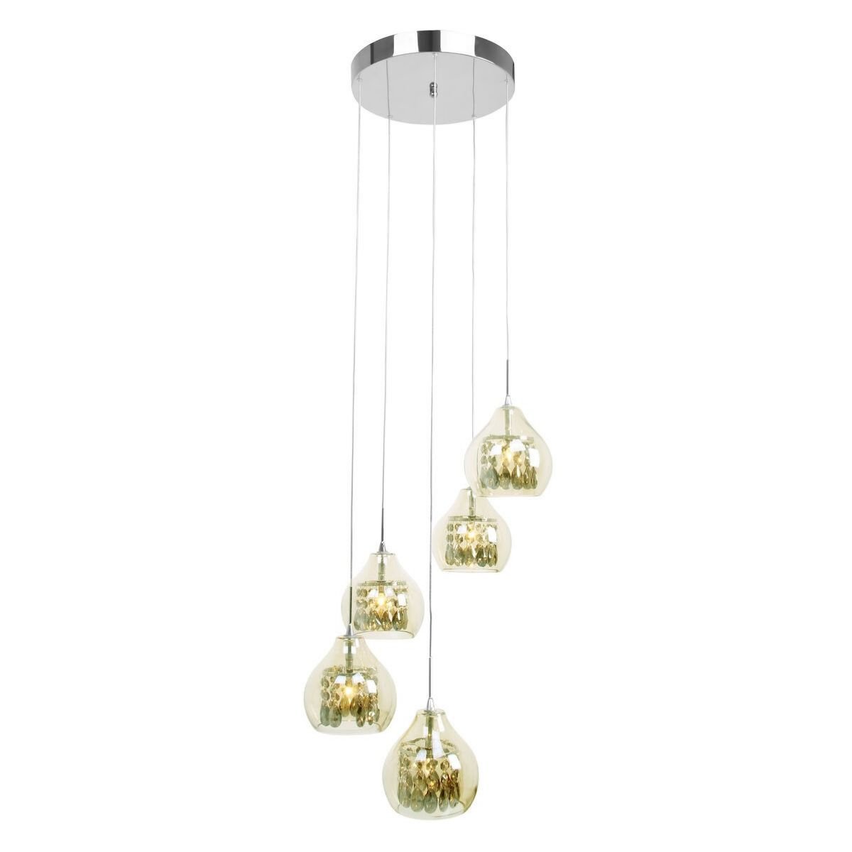 Orsina Moire 5 Pendant Light - Smoked and Chrome