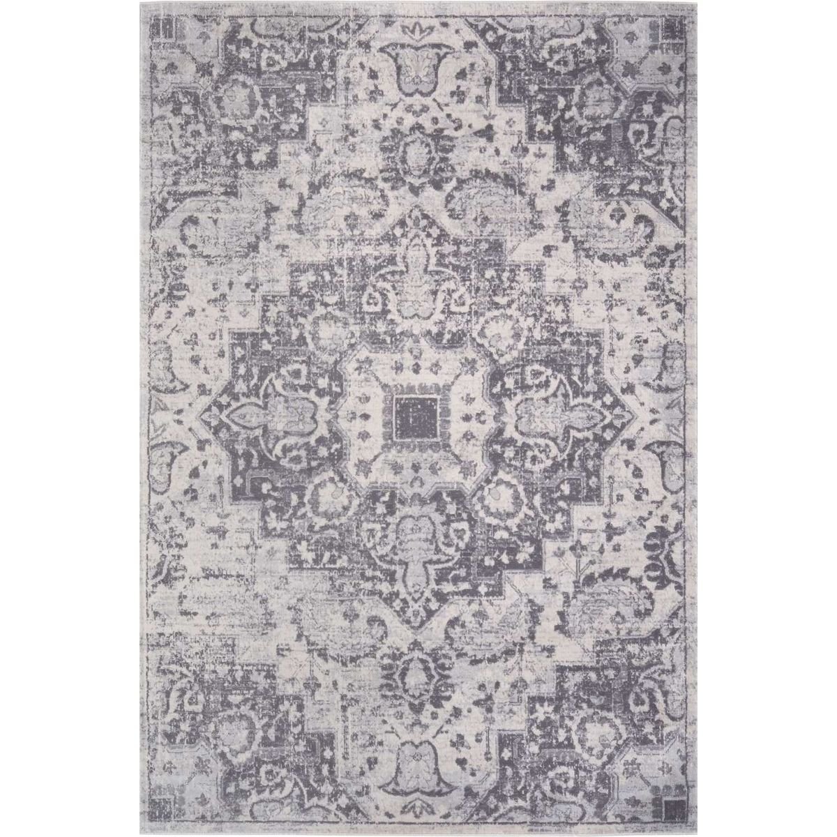 The Rugs Grey and Cream Montana Vintage Pet Friendly Rug - 80 x 150cm