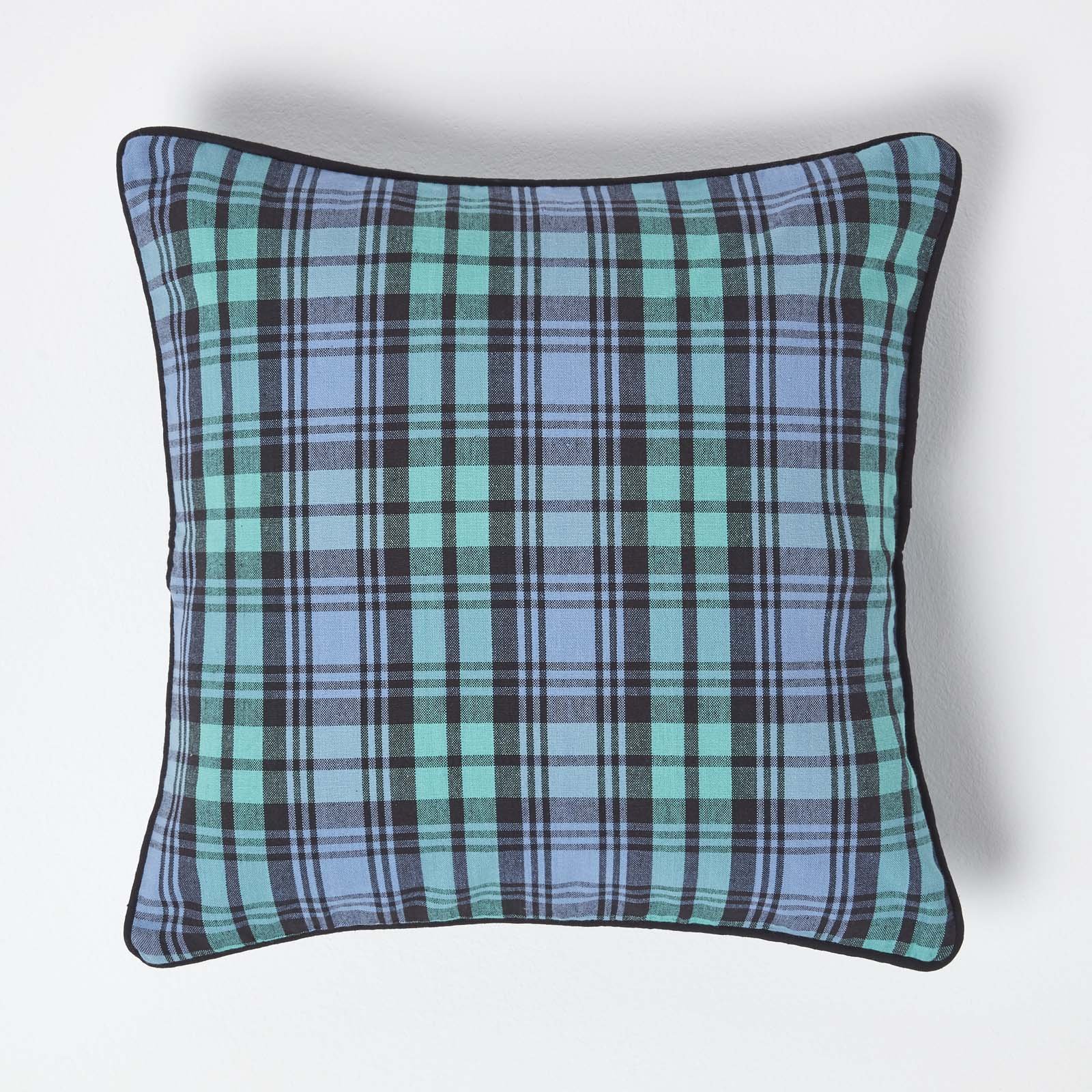 Homescapes Blue Cotton Watch Tartan Cushion Cover - 45 x 45 cm