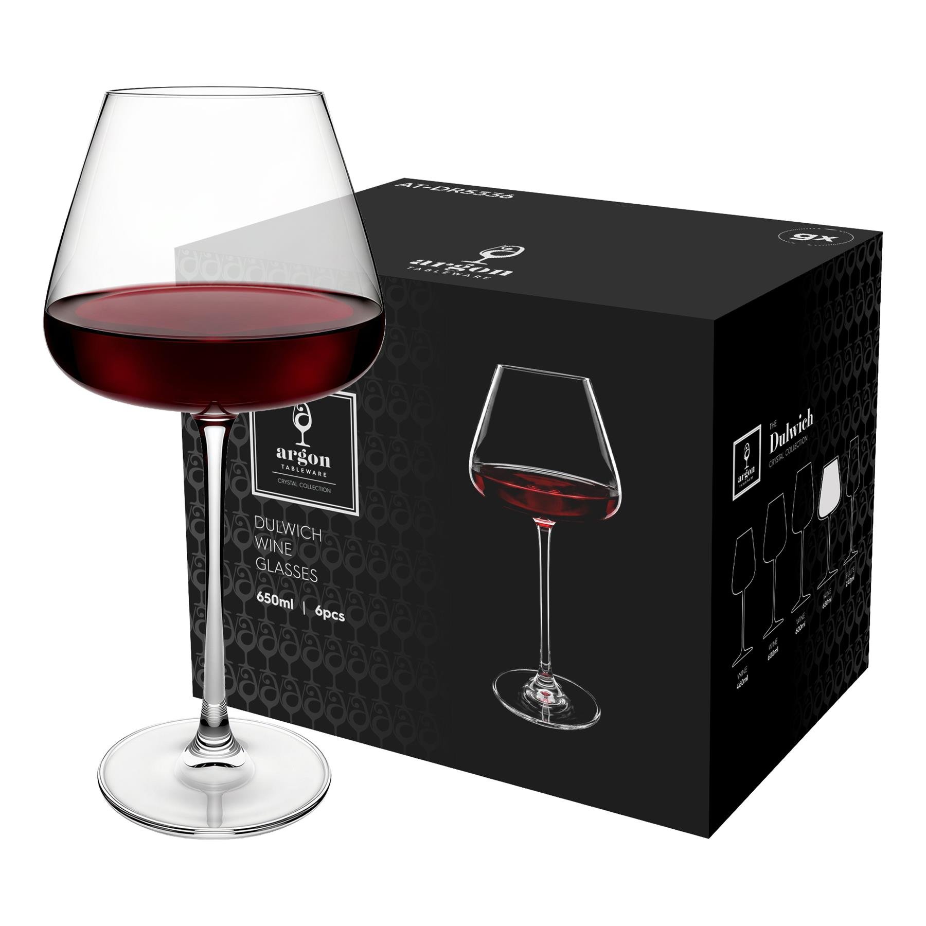 Argon Tableware Dulwich Crystal Red Wine Glasses - 650ml - Pack of 24