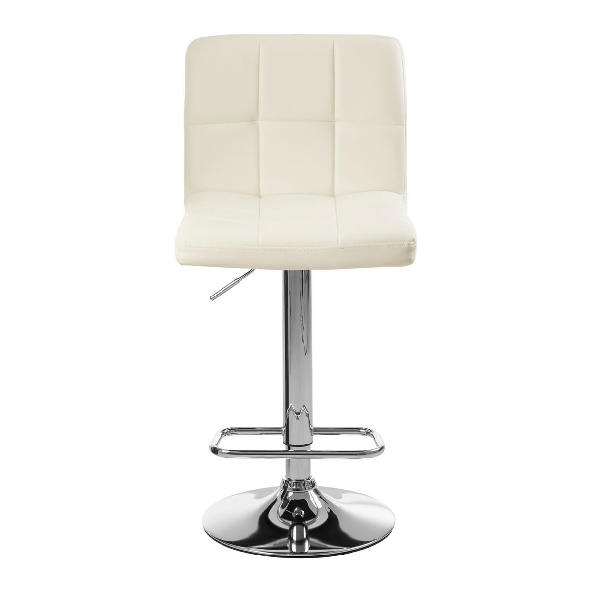 Orsina Baina Quilted Faux Leather Bar Stool – White & Chrome