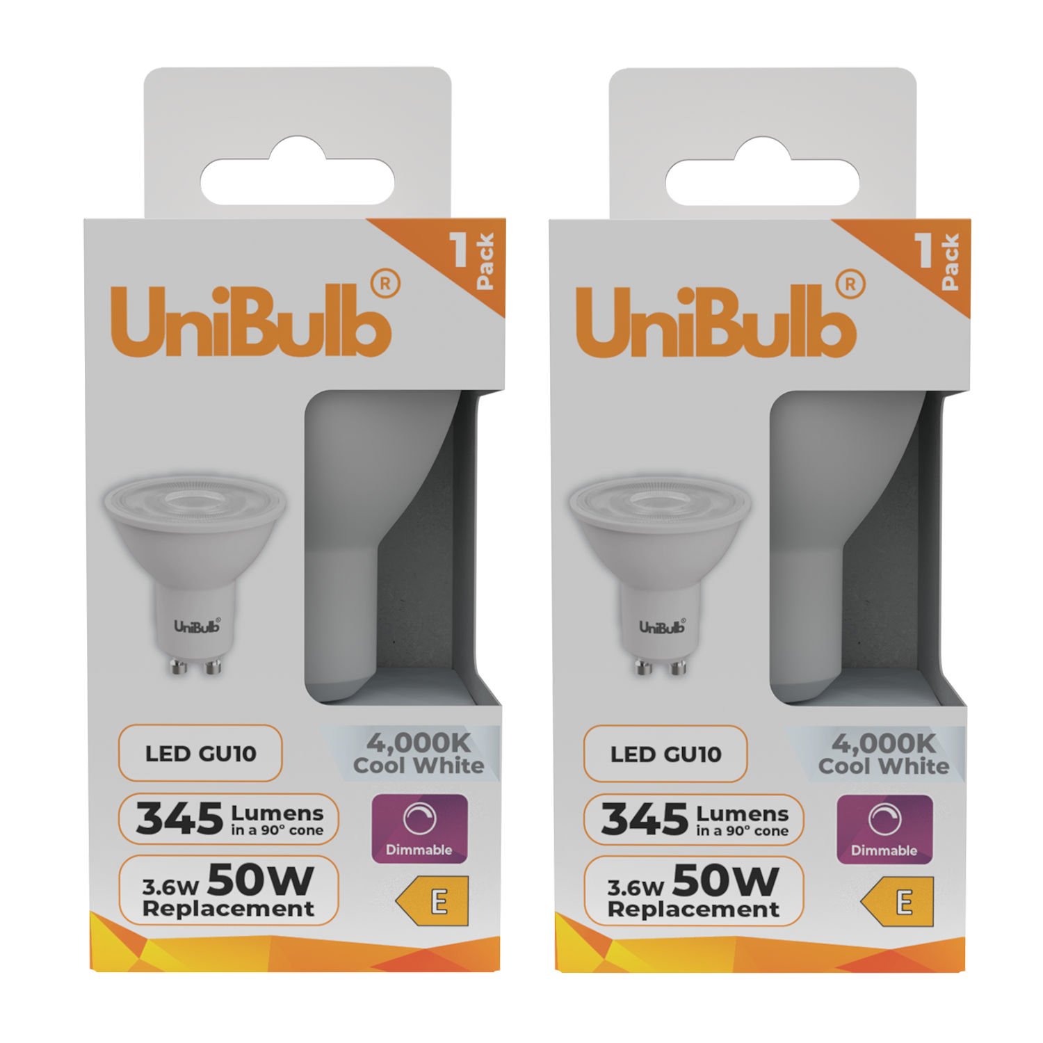 UniBulb 3.6W LED Cool White Dimmable Spotlight GU10 Light Bulb - Pack of 2
